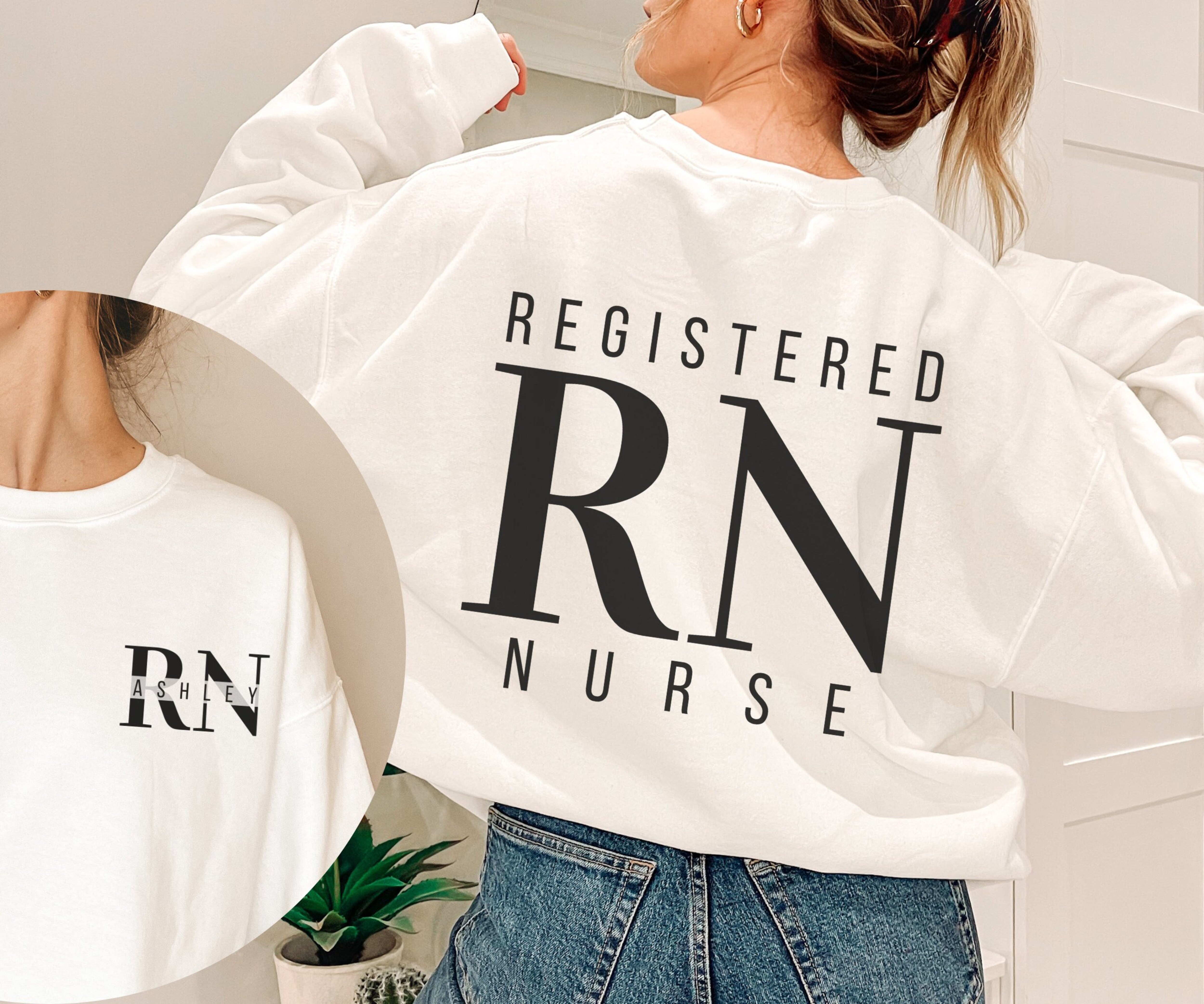 Custom RN Sweatshirt, RN Sweatshirt, Personalized Nurse Sweatshirt, Custom Nurse Sweatshirt, Personalized Nurse Gift, Registered Nurse