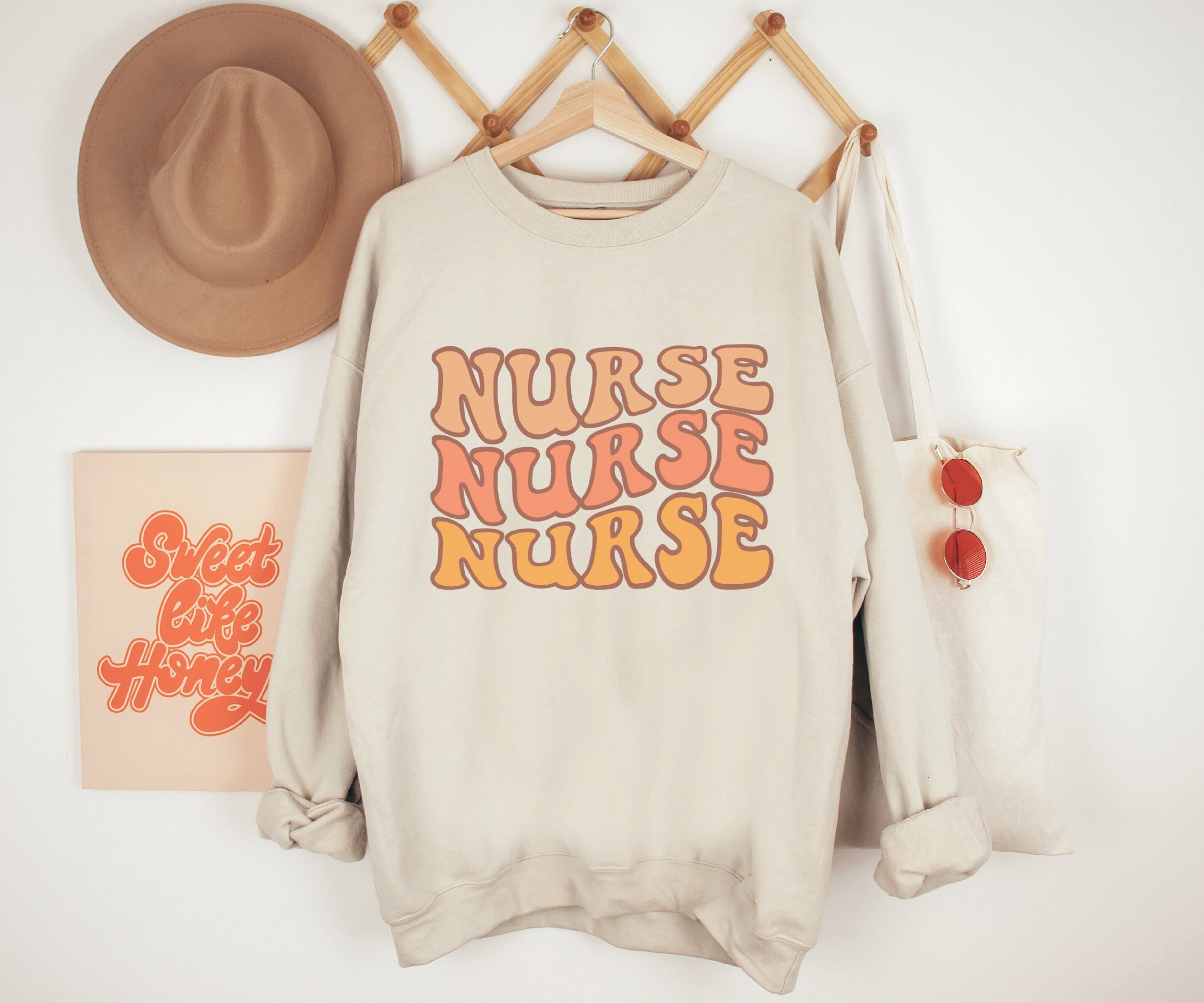 Retro Nurse Sweatshirt, Sweatshirt for Nurse, Nurse Hoodie, Nurse Week, Student Nurse Sweatshirt, Graduation Nurse Sweatshirt, RN Sweatshirt