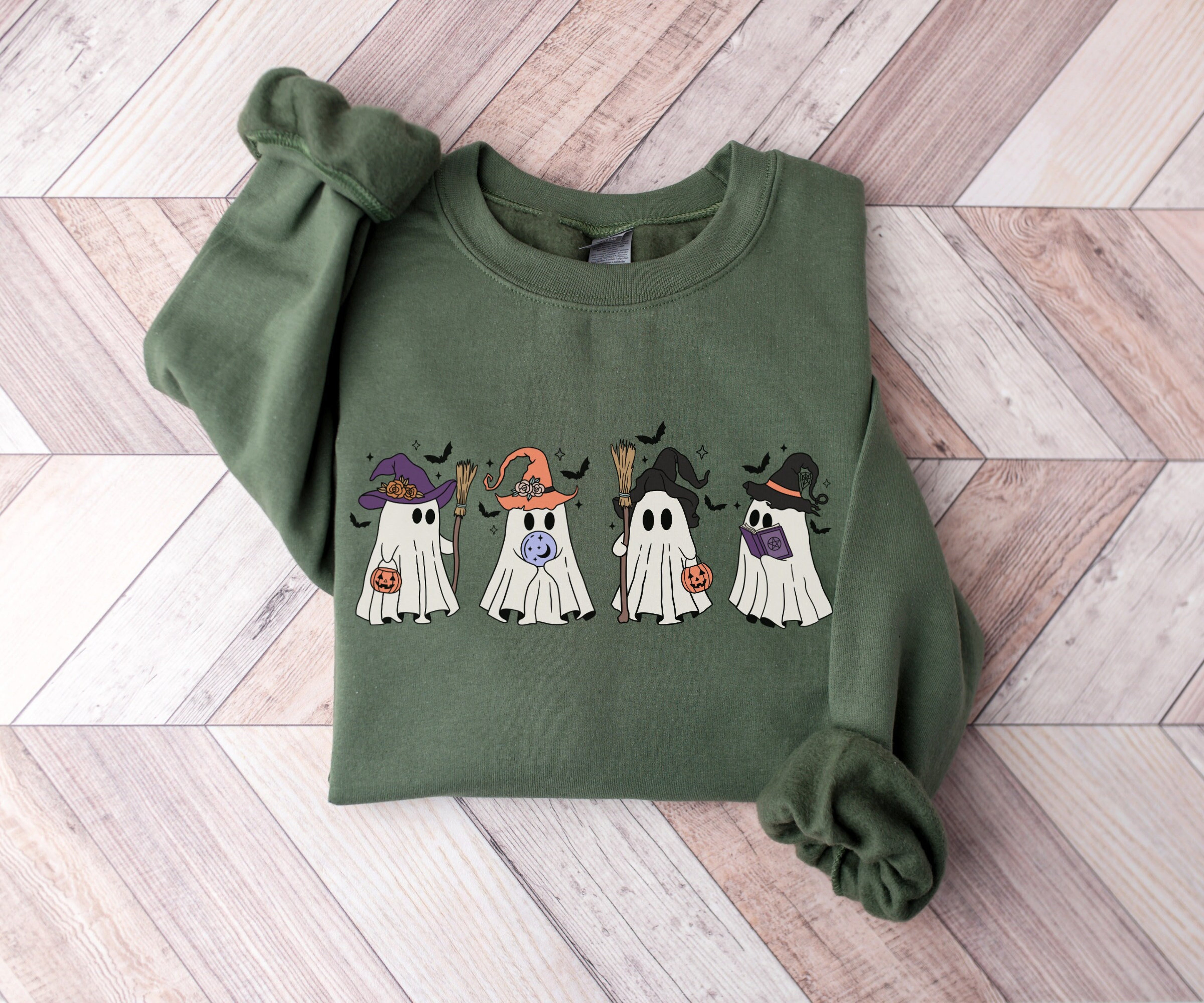 Witch Ghost Sweatshirt, Retro Halloween Sweater, Spooky Sweater, Vintage Witchy Ghost Crewneck, Cute Fall Sweatshirt, Gift for Halloween