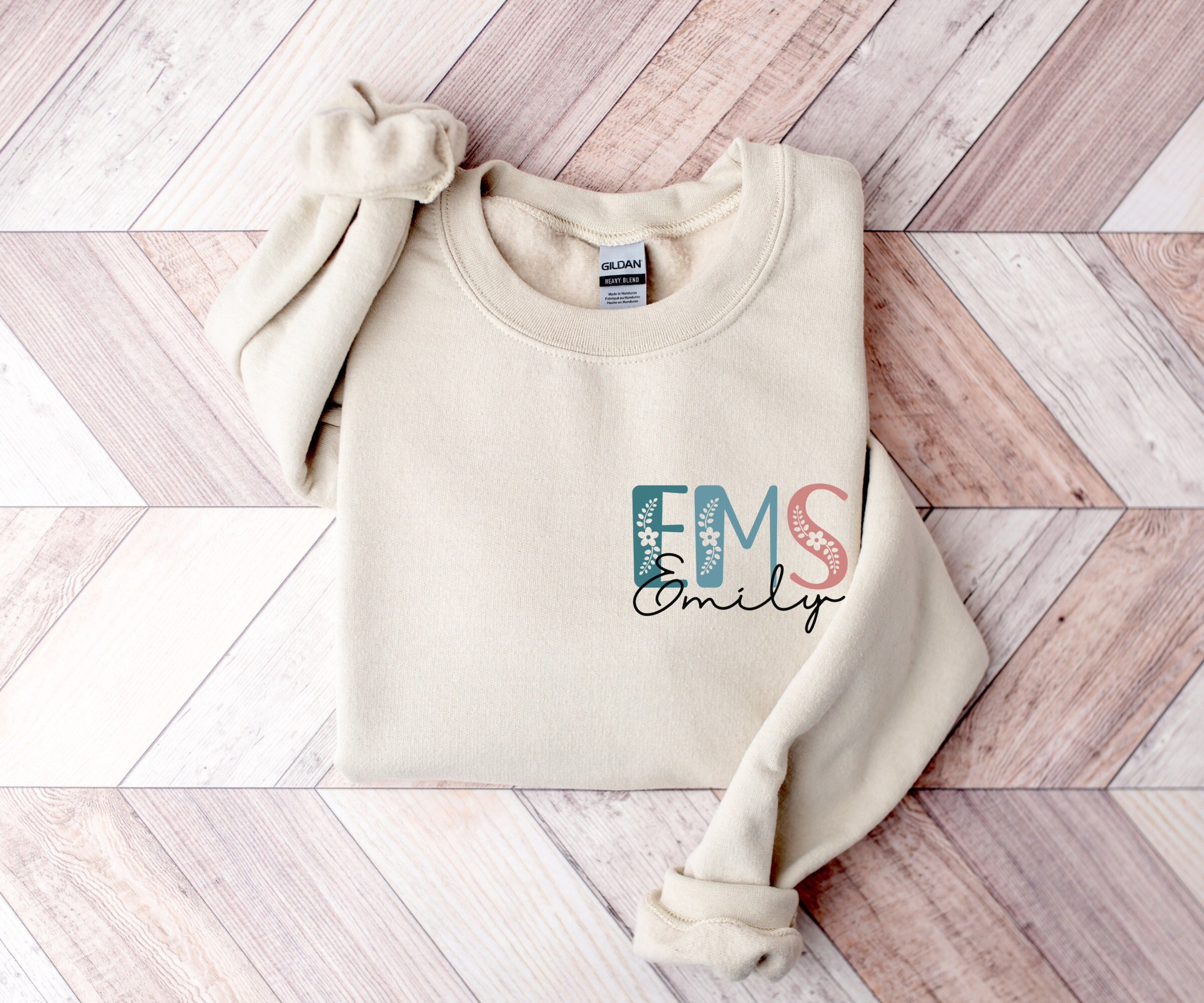 Custom EMS Sweatshirt, Personalized Name Sweater, Custom Gift for Emergency Medical Services, Ambulance EMS Crewneck, Paramedic EMS Pullover