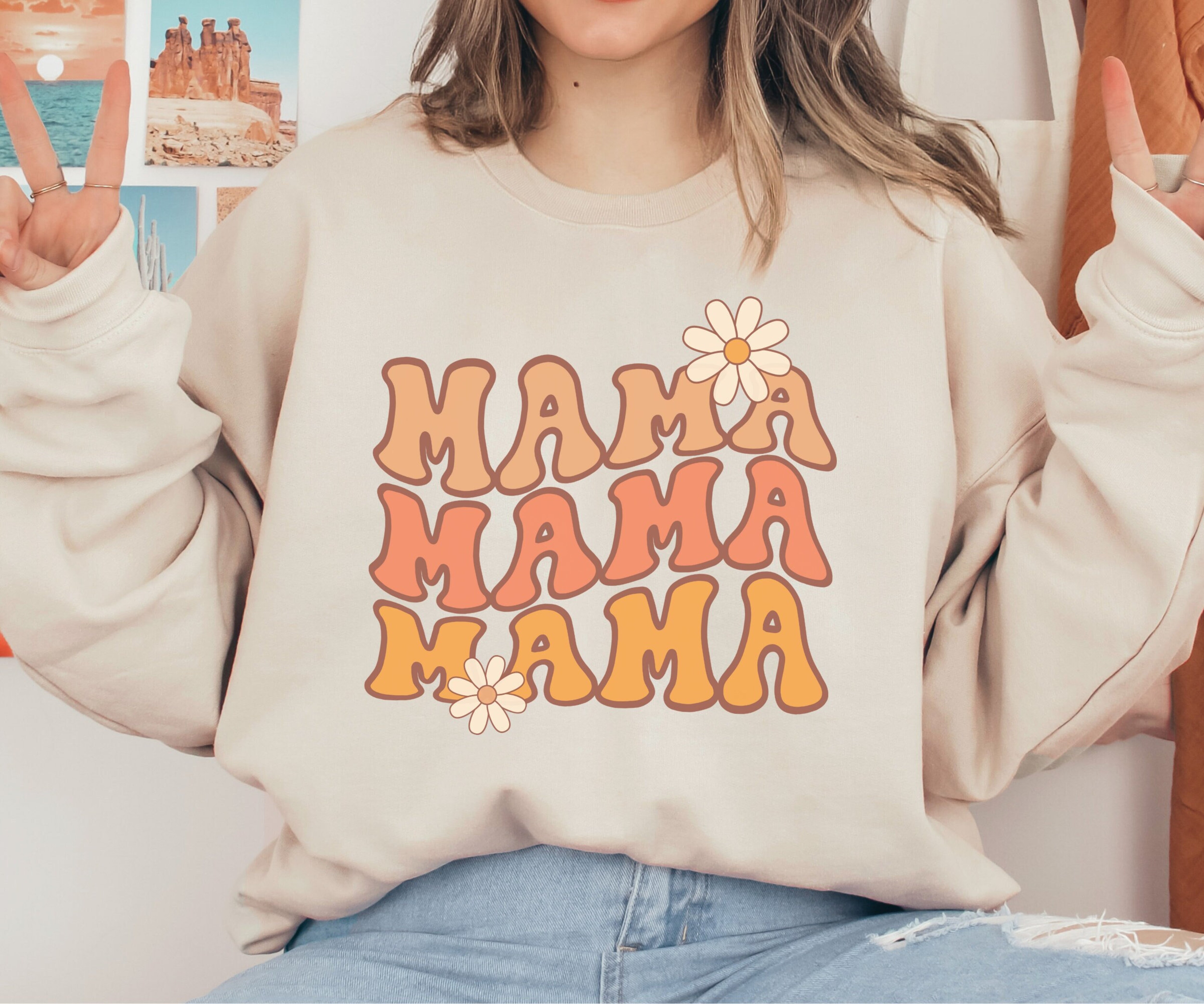 Retro Mama Sweatshirt, Retro Mom Sweater, New Mom Gift, Mothers Day Gift, Mom Birthday Gift, Mama Christmas Gift, Gift for Mama, Trendy Mom