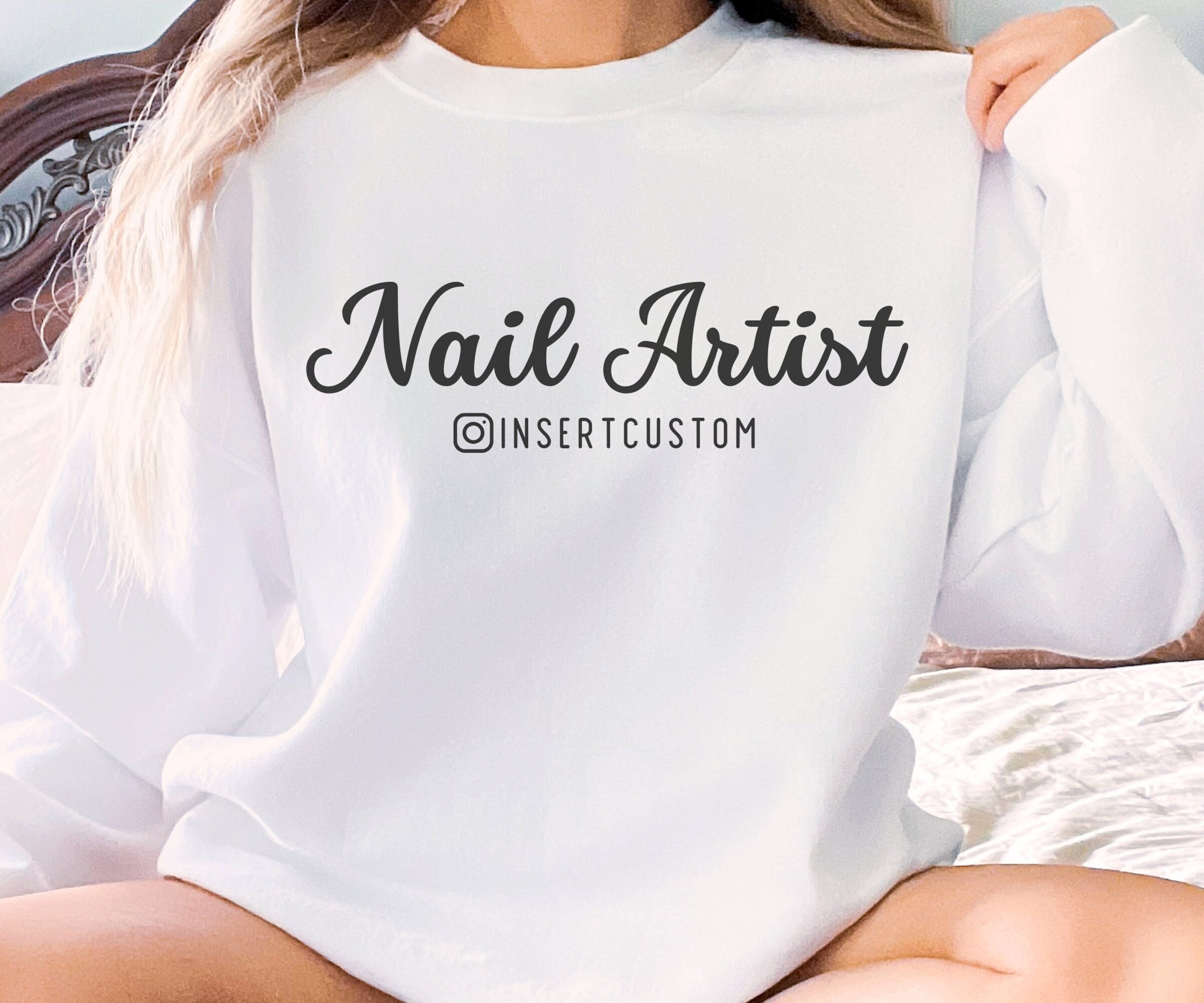 Personalized Nail Artist Sweatshirt, Custom Nail Tech Sweater, Custom Gift for Nail Artist, Nail Tech Salon Crewneck, Nail Technician Gift