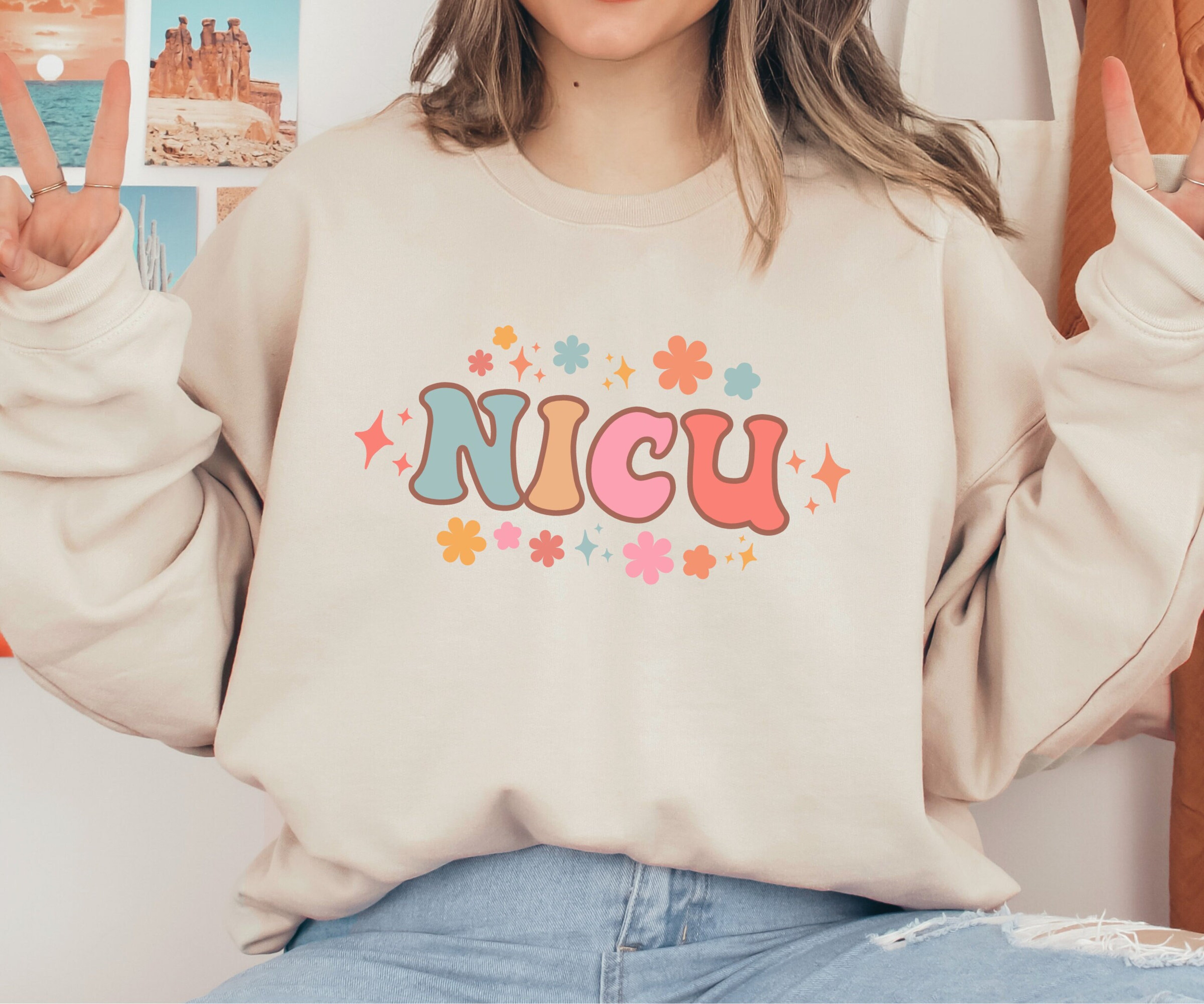 NICU Sweatshirt, Neonatal ICU Nurse Sweater, Neonatal Intensive Care Unit Gift, Retro Nurse Sweatshirt, Gift for Nurse, Graduate Nurse Gift