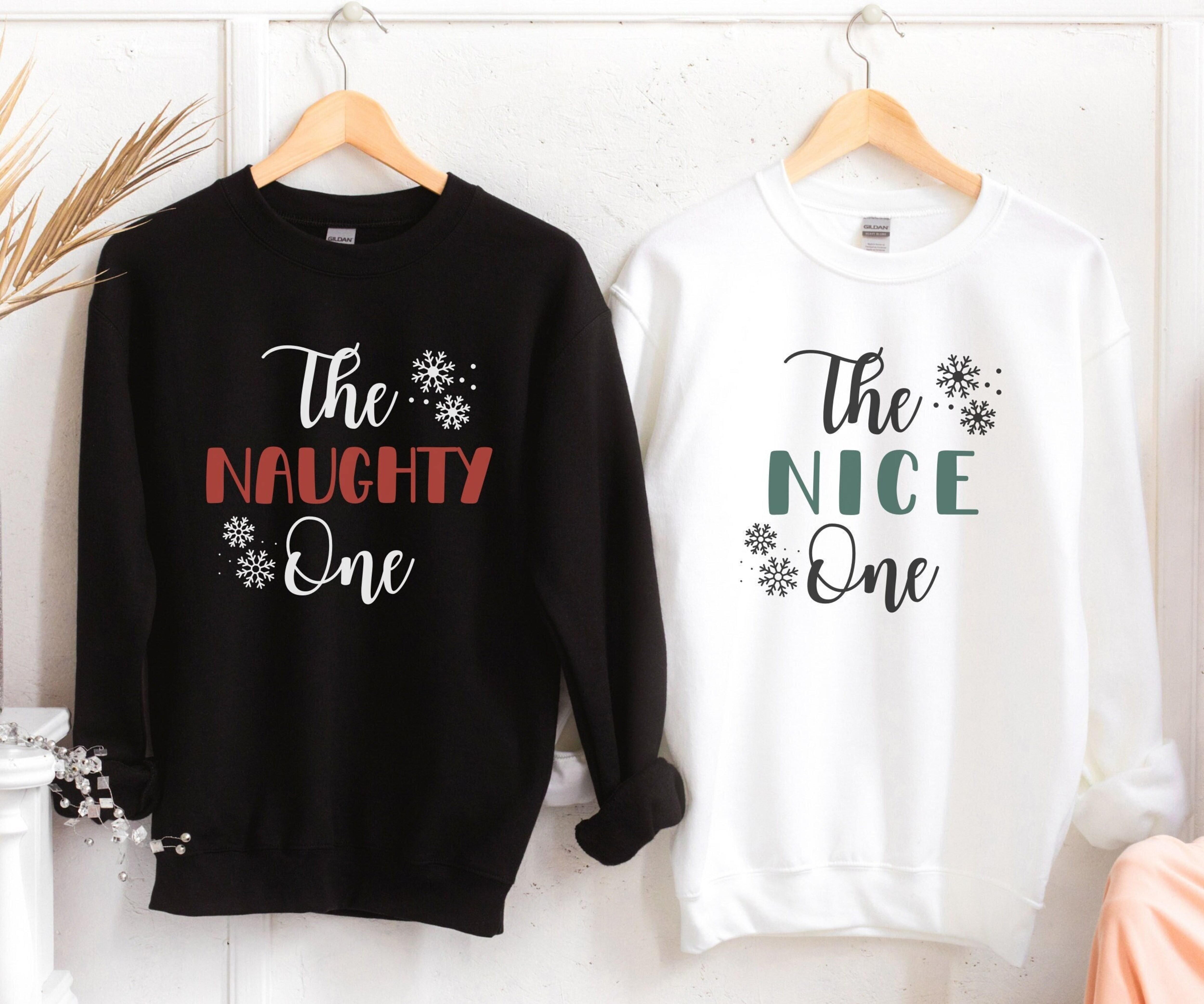 Naughty and Nice Couple Christmas Sweater, Funny Christmas Sweatshirts, Matching Christmas Sweaters, Christmas Party Crewnecks, Friends Xmas