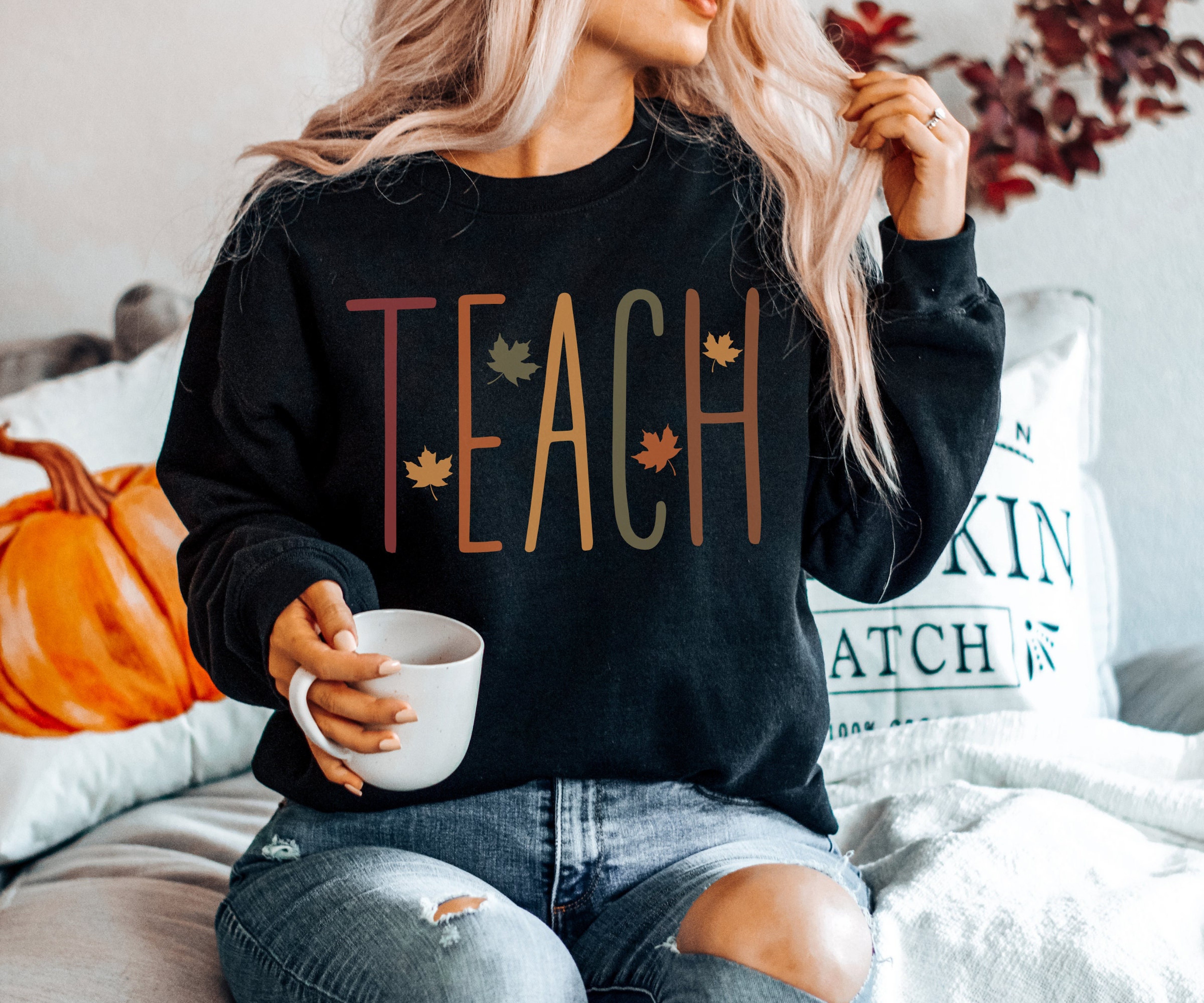 Fall Teacher Sweatshirt, Autumn Teacher Sweater, Teacher Appreciation Gift, Gift for Teacher, Kindergarten Teacher Crewneck, Elementary Crew