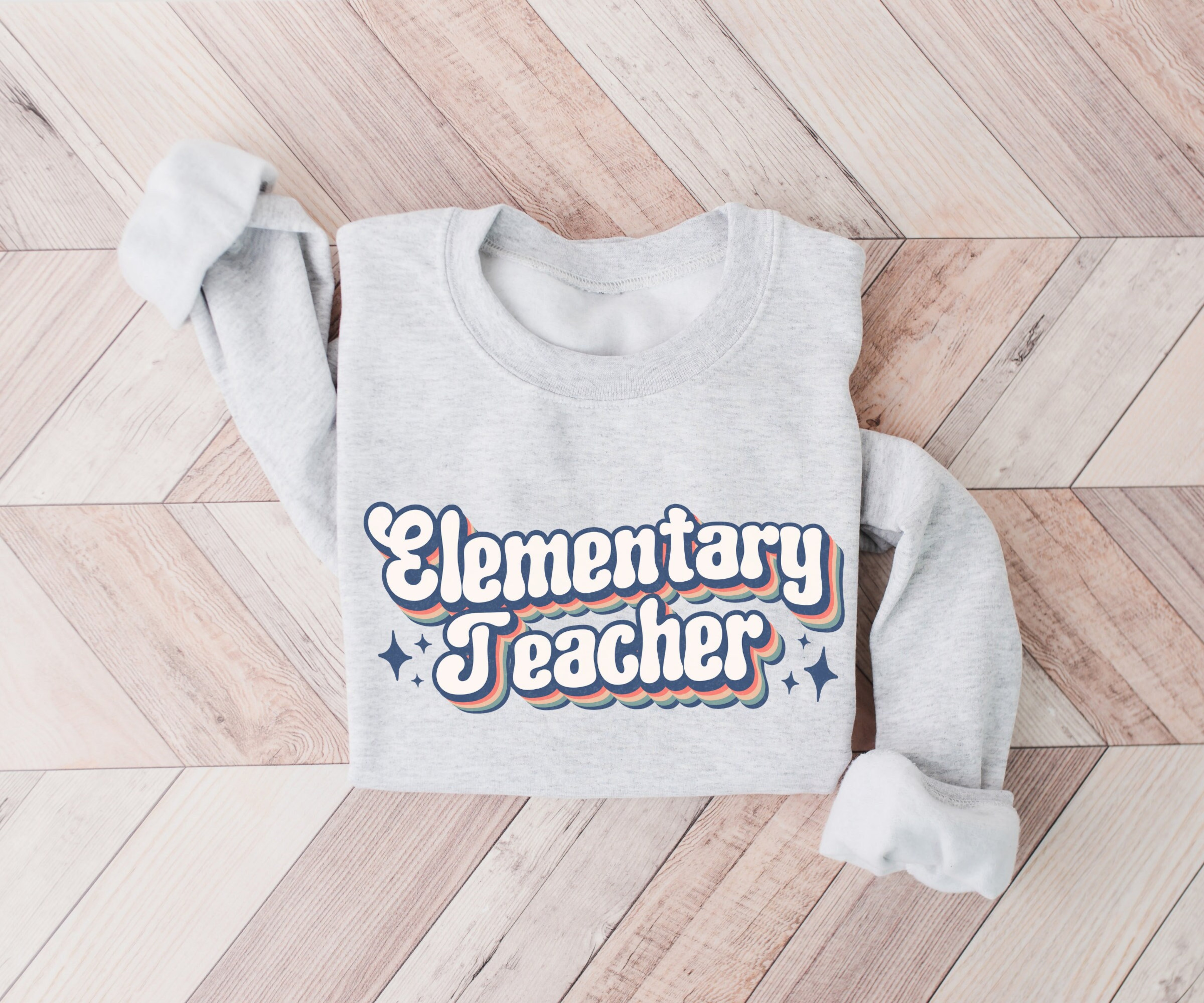 Retro Elementary Teacher Sweater, Trendy Teacher Sweatshirt, New Elementary Teacher Gift, Gift for Elementary Teacher, Cute Teacher Crewneck