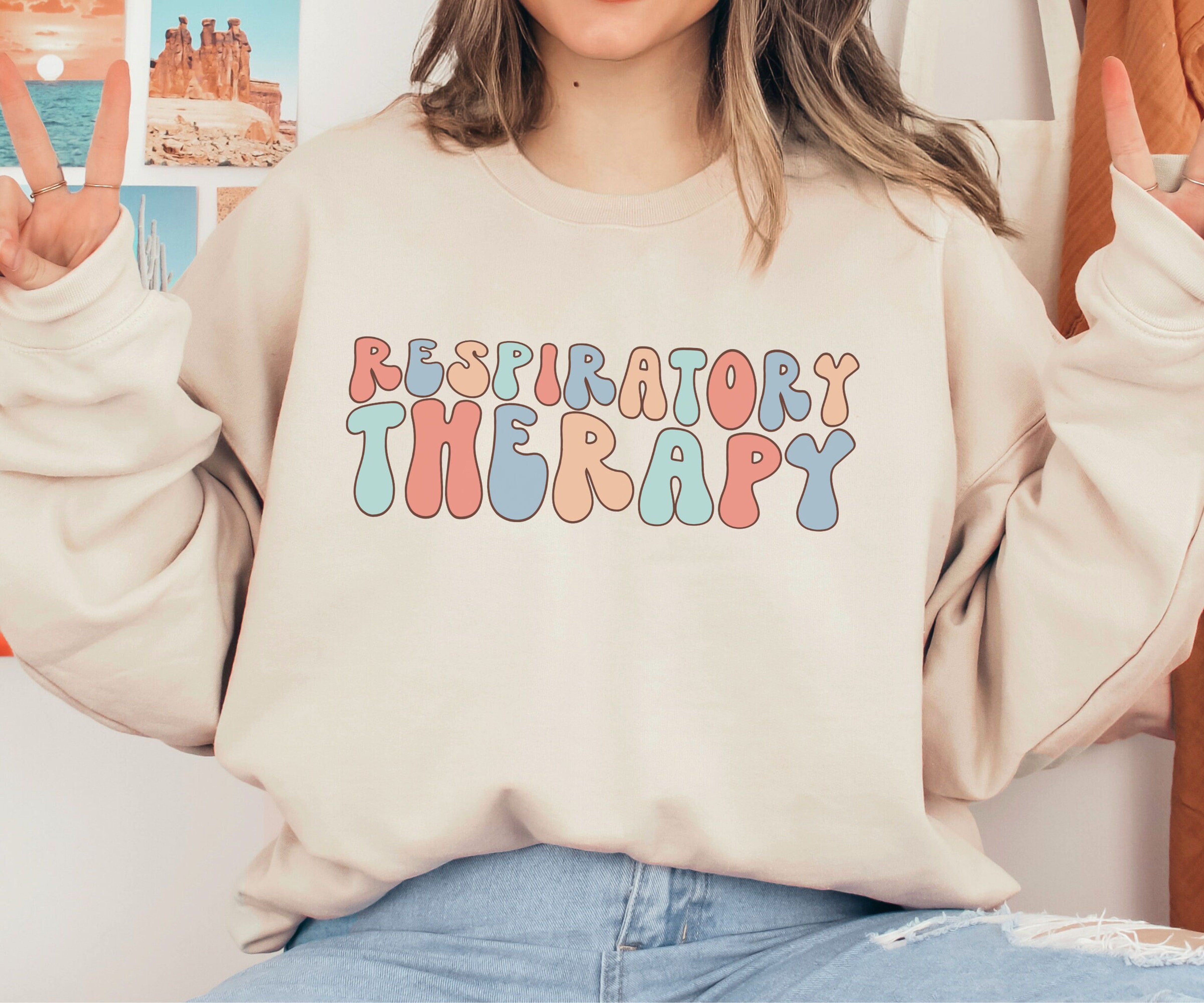 Retro Respiratory Therapy Sweatshirt, Groovy RT Therapist Sweater, Gift for Assistant, RT Assistant Crewneck, RT Gift for Graduate Student