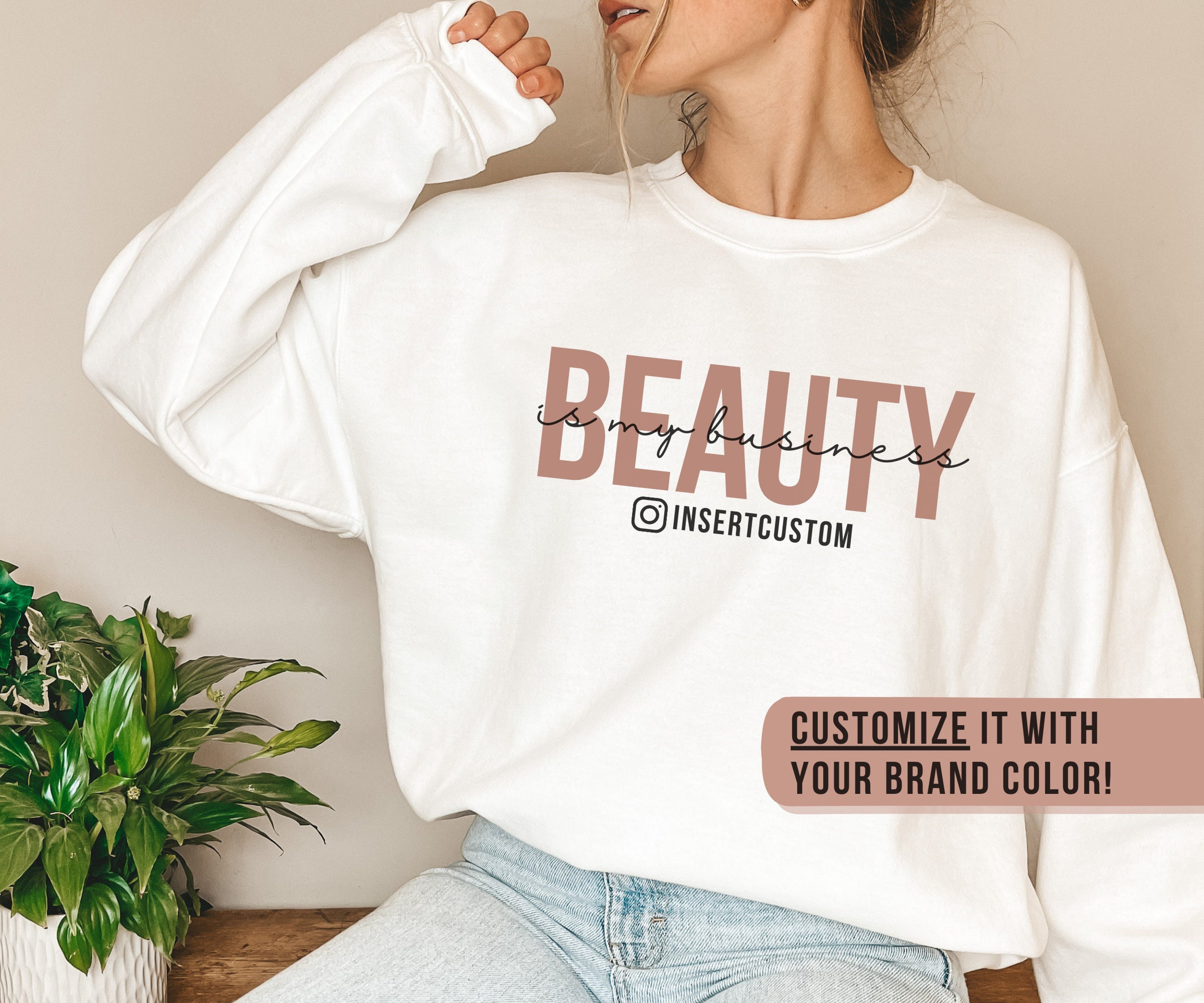 Personalized Beauty Business Sweatshirt, Custom Beautician Sweater, Custom Cosmetologist Crewneck, Custom Esthetician Gift, Eyelash Business