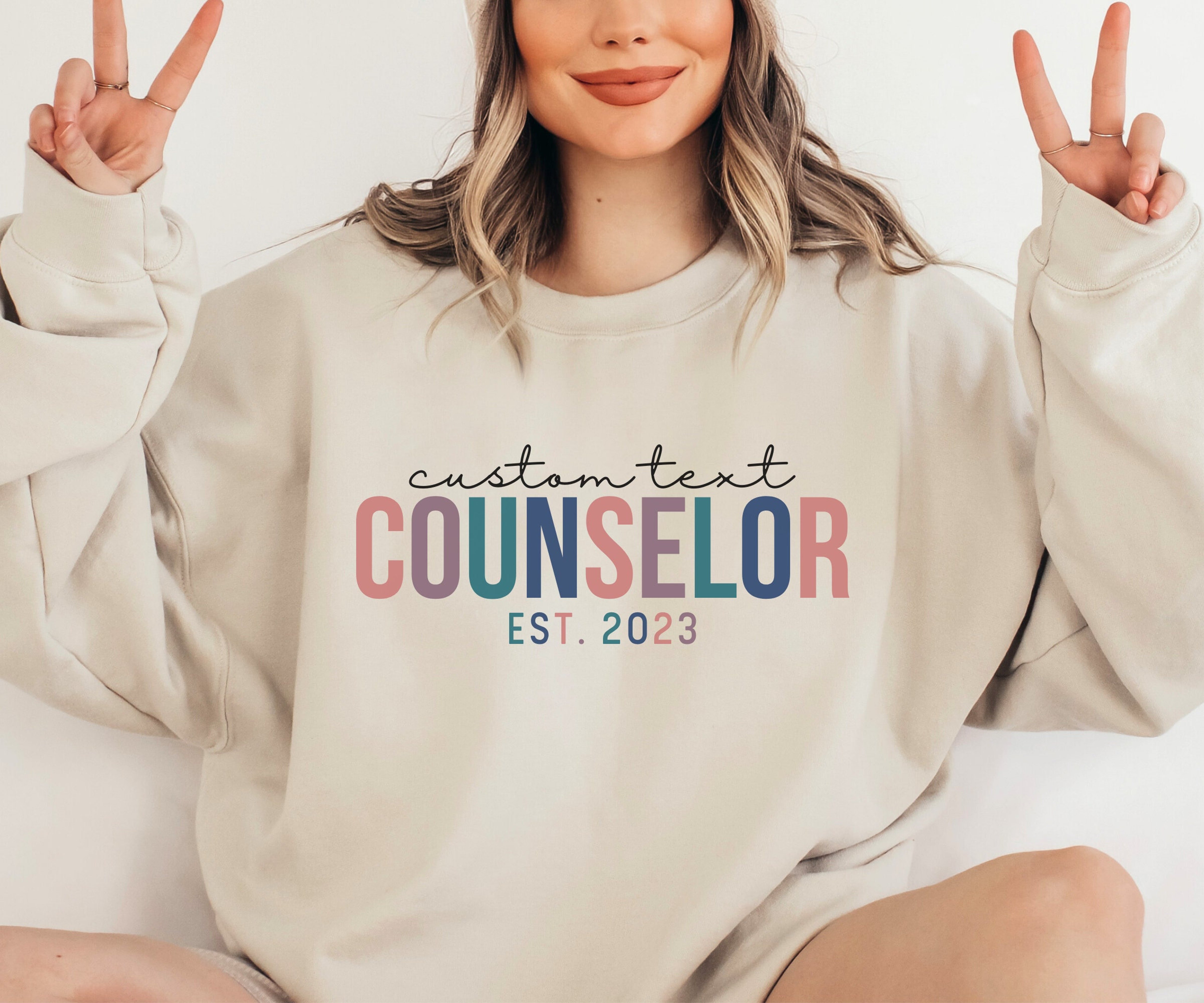 Custom Year Counselor Sweatshirt, Customized Counselor Sweater, Personalized Gift, Gift for New Counselor, Graduation Gift Idea, Oversized