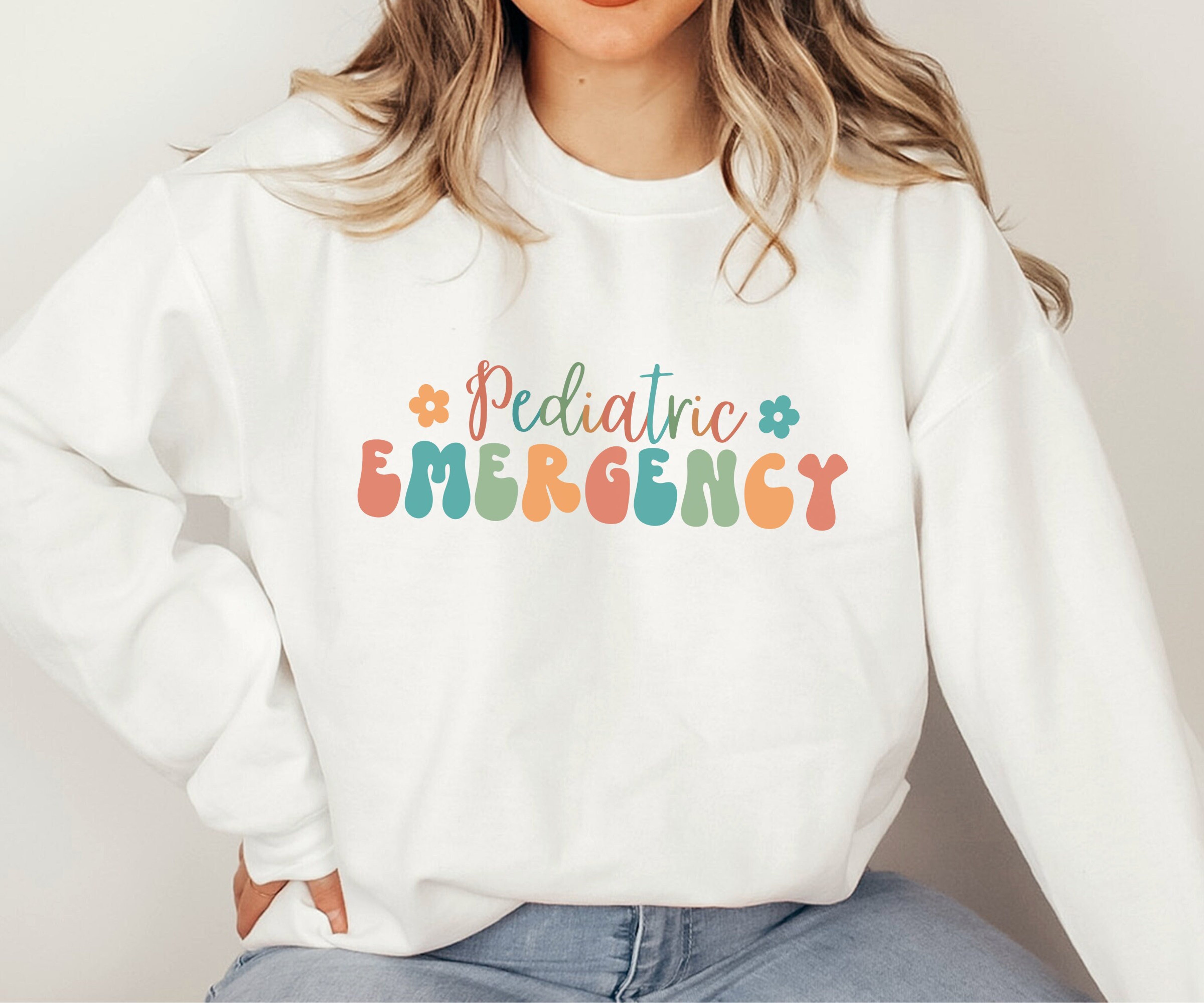 Pediatric Emergency Nurse Sweatshirt, Children&#39;s Emergency Nurse Sweater, Pediatric ER Nurse Gift, Gift for Nurse, Retro Nurse Sweatshirt