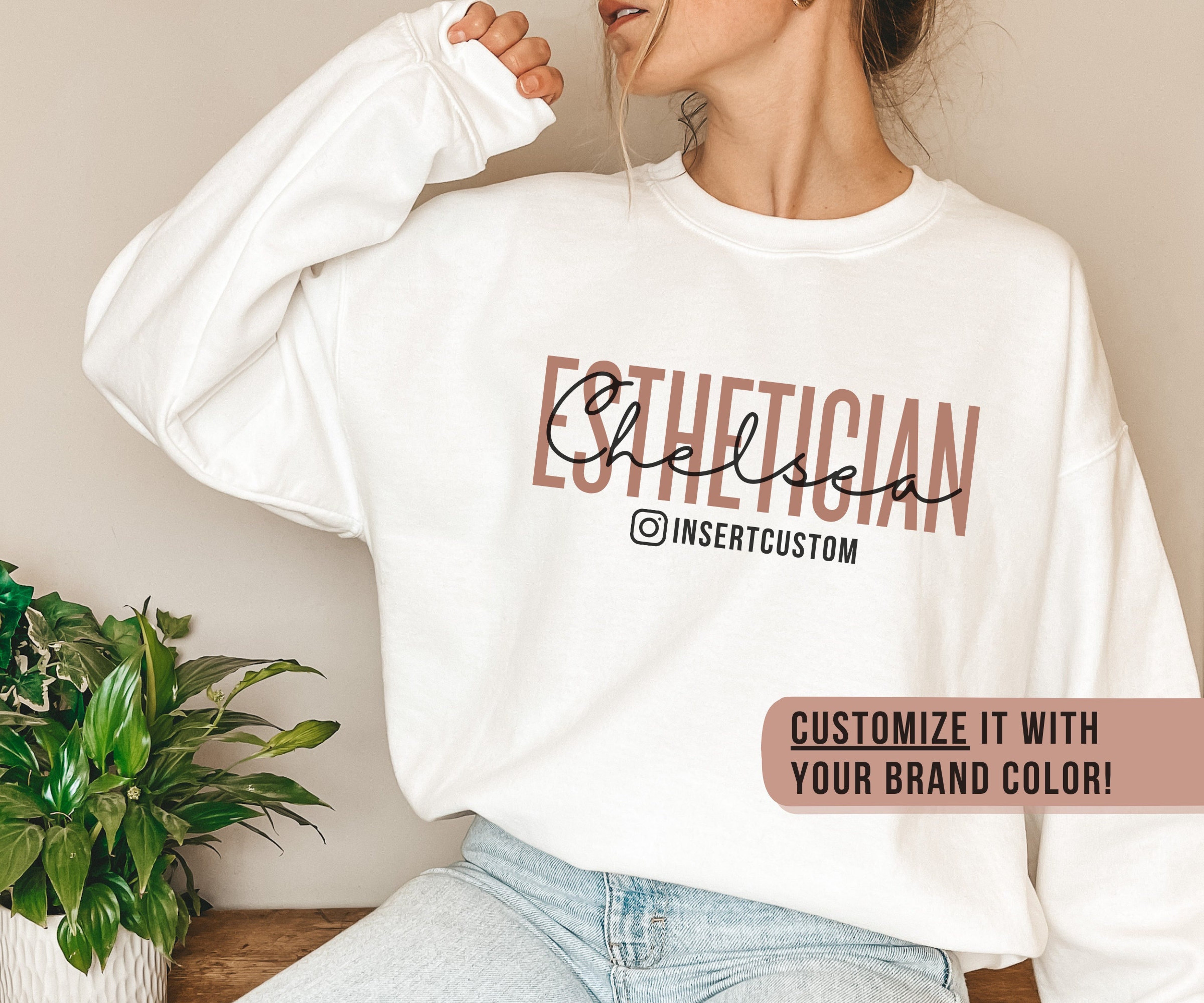 Custom Esthetician Sweatshirt, Personalized Esthetician Sweater, Custom Esthetician Gift, Makeup Artist Crewneck, Lash Technician Sweatshirt