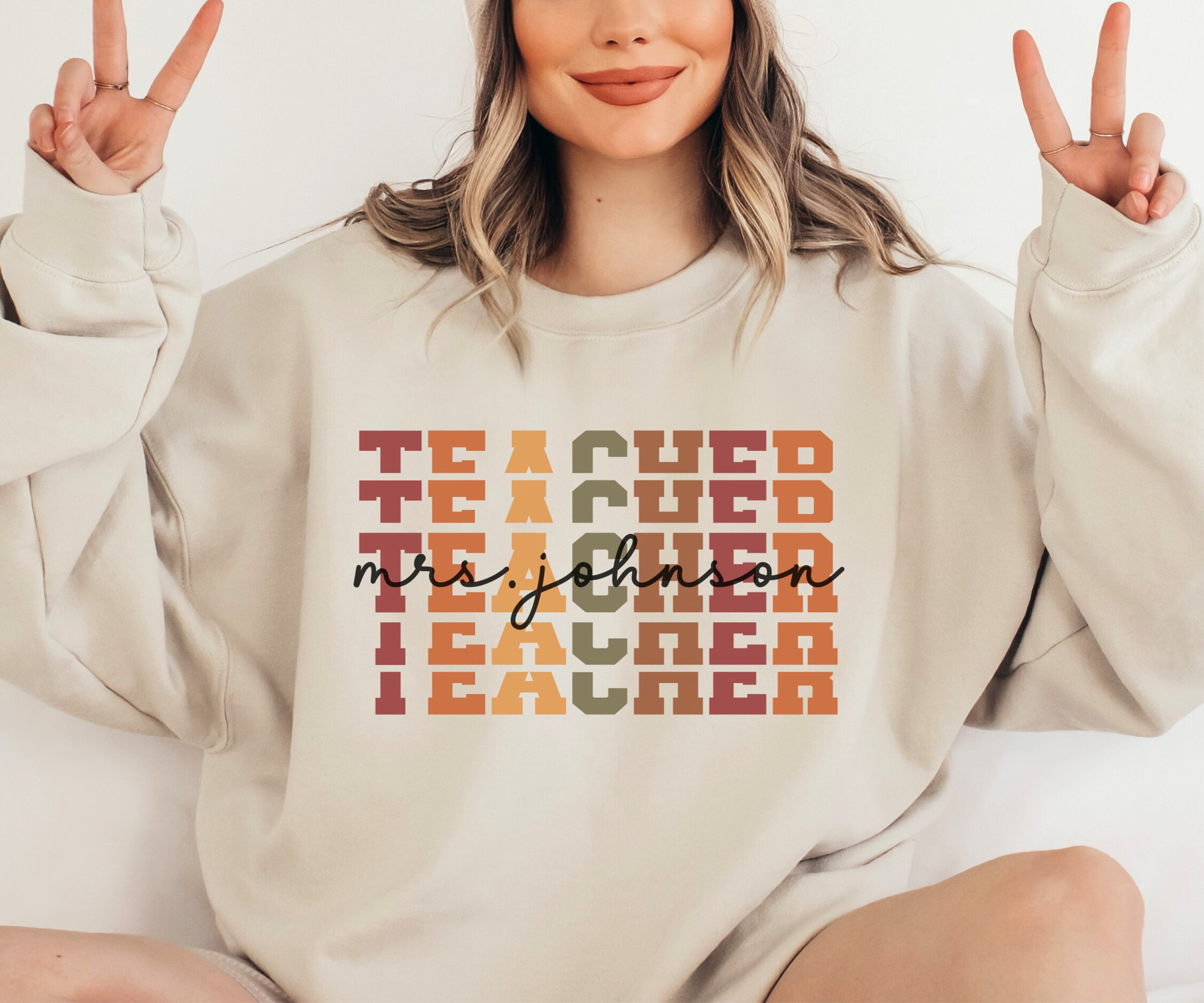 Custom Teacher Sweatshirt, Personalized Fall Teacher Sweater, Teacher Appreciation Gift, Custom Gift for Teacher, Cute Teacher Name Crewneck