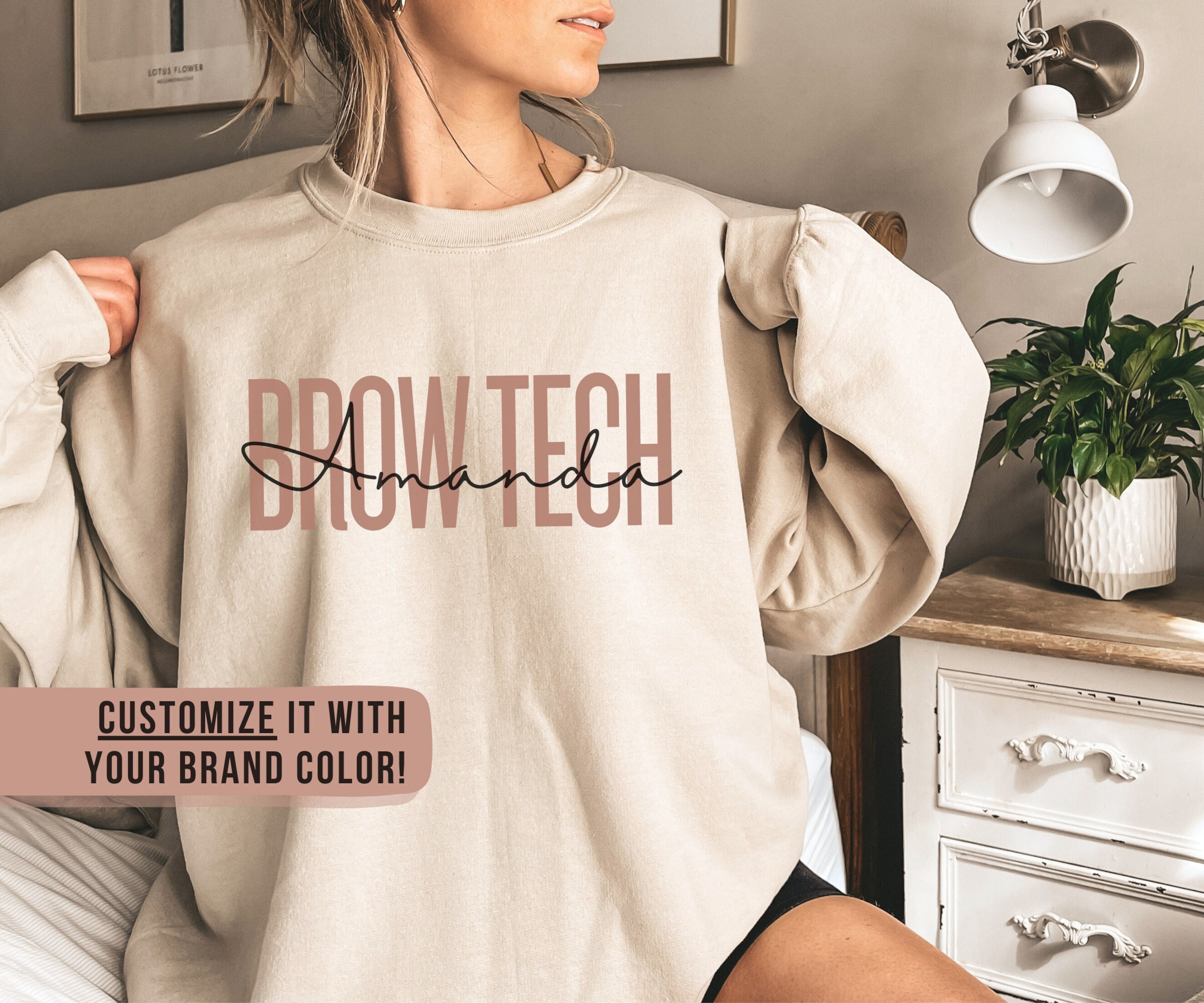 Custom Brow Artist Sweatshirt, Personalized Brow Tech Sweater, Custom Gift for Brow Artist, Eyebrow Tech Crewneck, Microblading Artist Gift