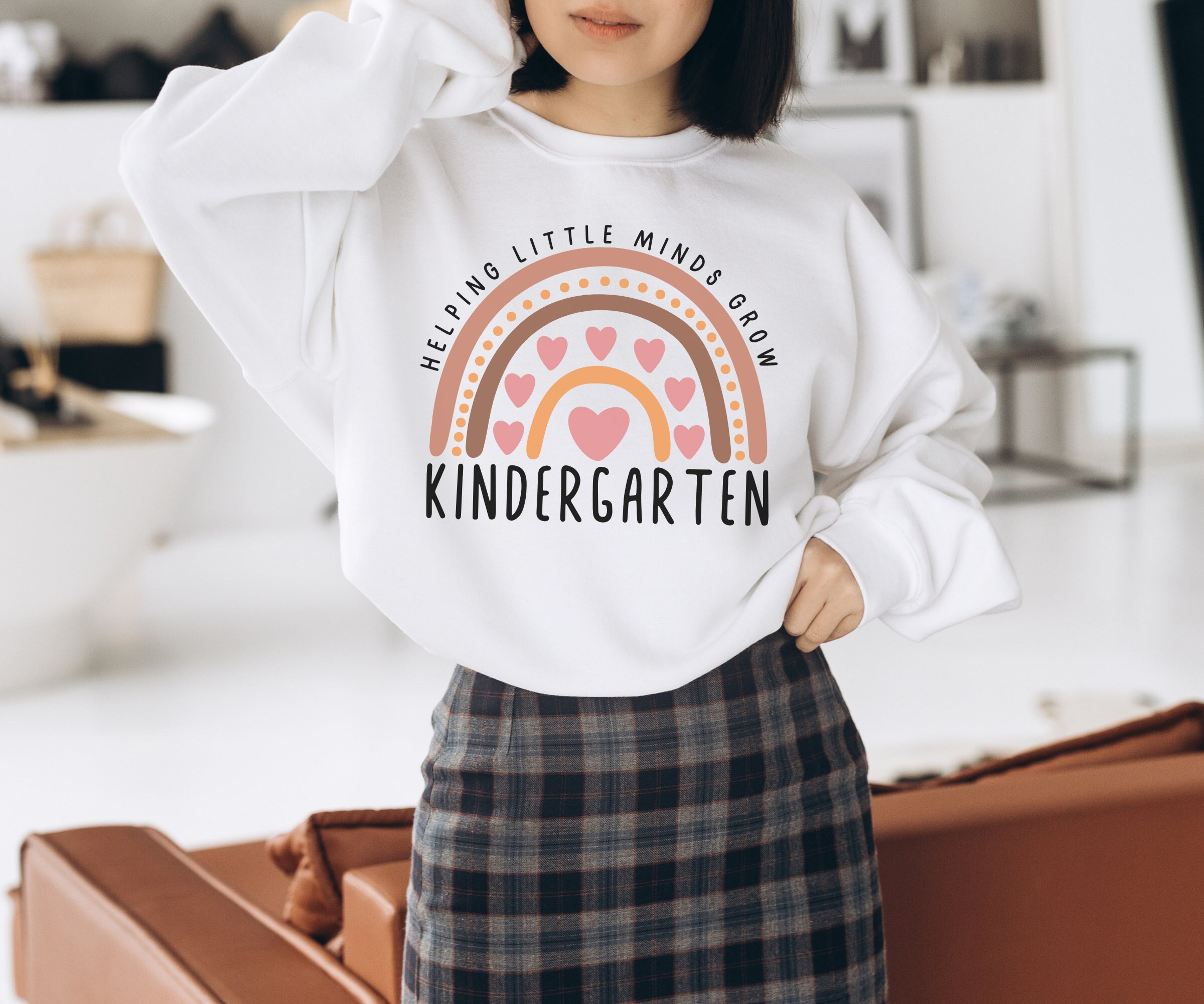 Kindergarten Teacher Sweatshirt, Kindergarten Sweater, Teacher Appreciation Gift, Gift for Kindergarten Teacher, Helping Little Minds Grow