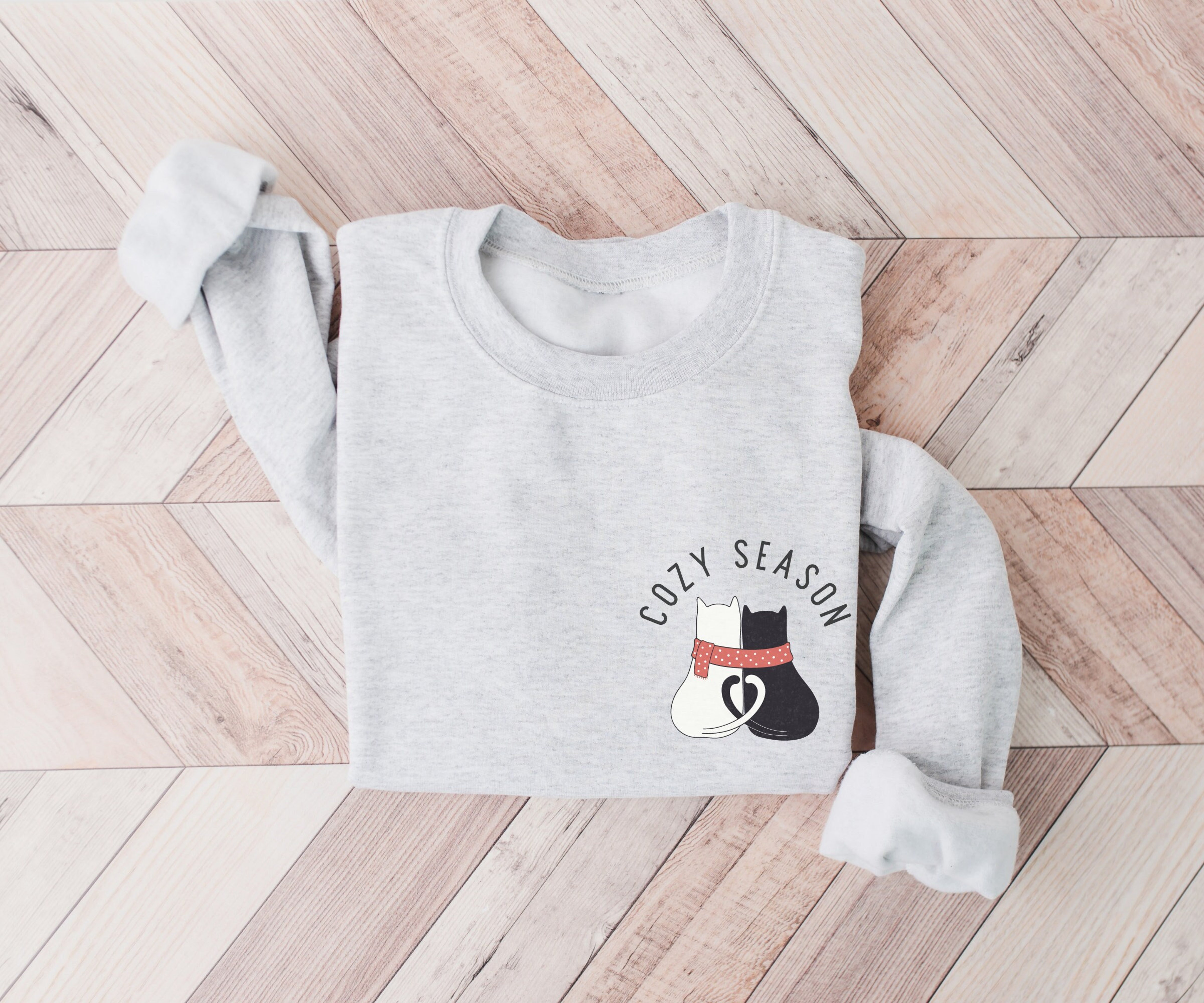 Cozy Season Cat Sweatshirt, Cute Cat Sweater, Winter Sweatshirt, Gift for Cat Lover, Cozy Womens Sweatshirt, Gift for Her, Holiday Sweater