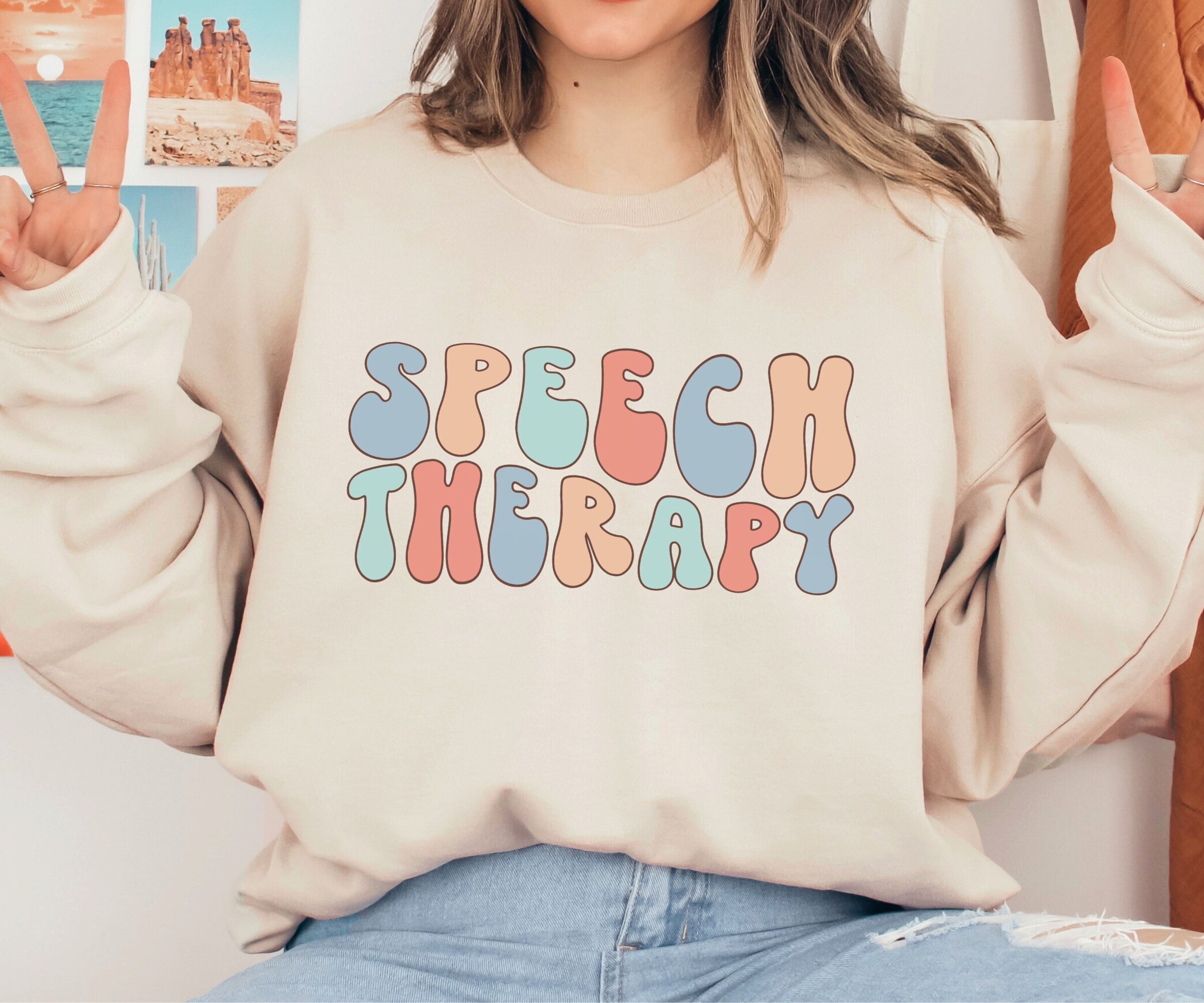 Retro Speech Therapy Sweatshirt, Groovy Speech Language Pathologist Sweater, SLP Assistant Crewneck, SLPA Gift, Gift for SLP, Speech Grad