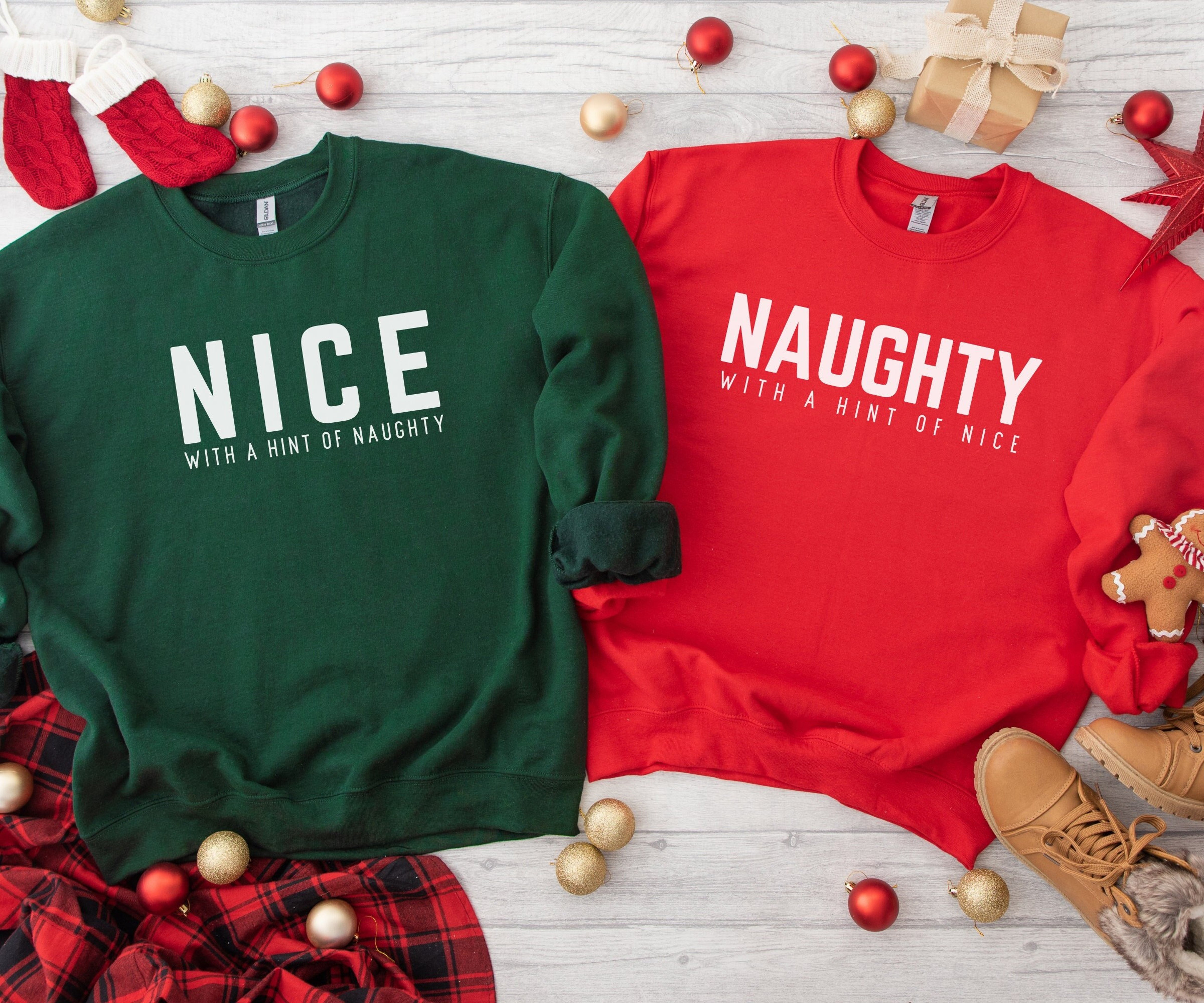 Naughty and Nice Christmas Sweatshirts, Matching Christmas Sweaters, Sweatshirt for Couples, Christmas Squad Sweaters, Funny Xmas Party Gift