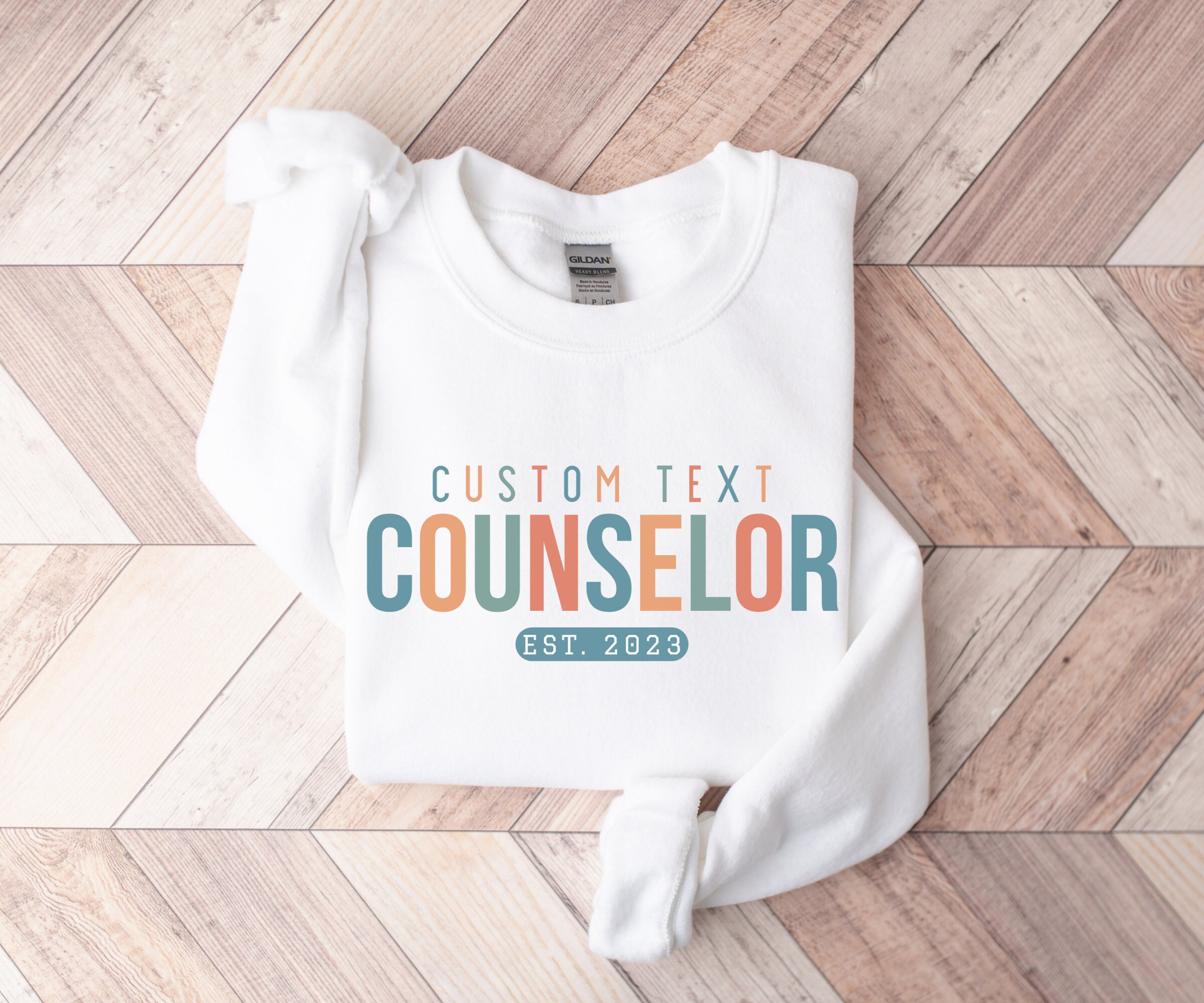 Customized Counselor Sweatshirt, Personalized Year Sweater, Custom Gift for Counselor, New Counselor Crewneck, Cute Graduation Gift Idea