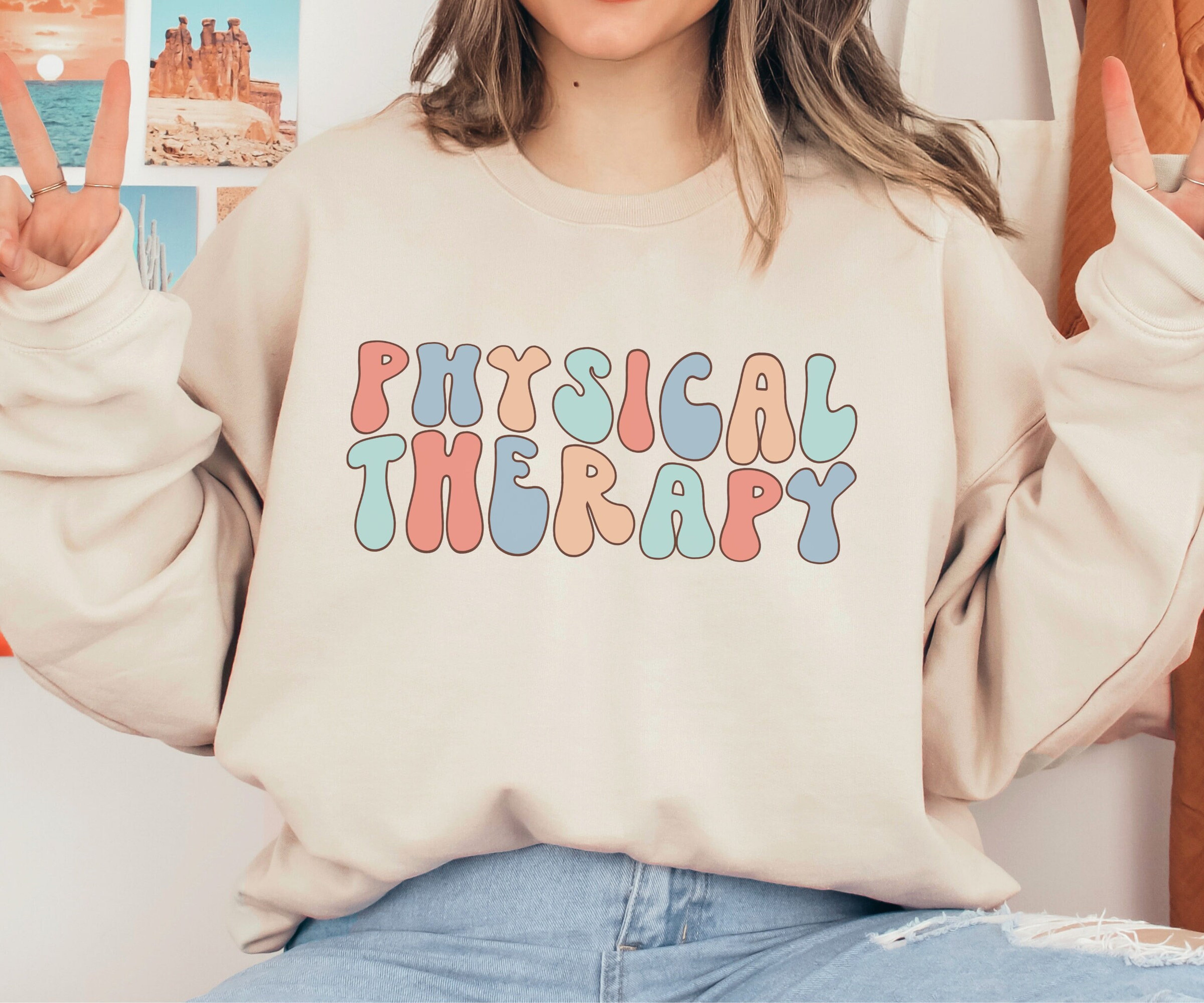 Retro Physical Therapy Sweatshirt, Groovy Physical Therapist Sweater, Therapist Assistant Crewneck, PTA Gift, Graduation Gift for PT Student