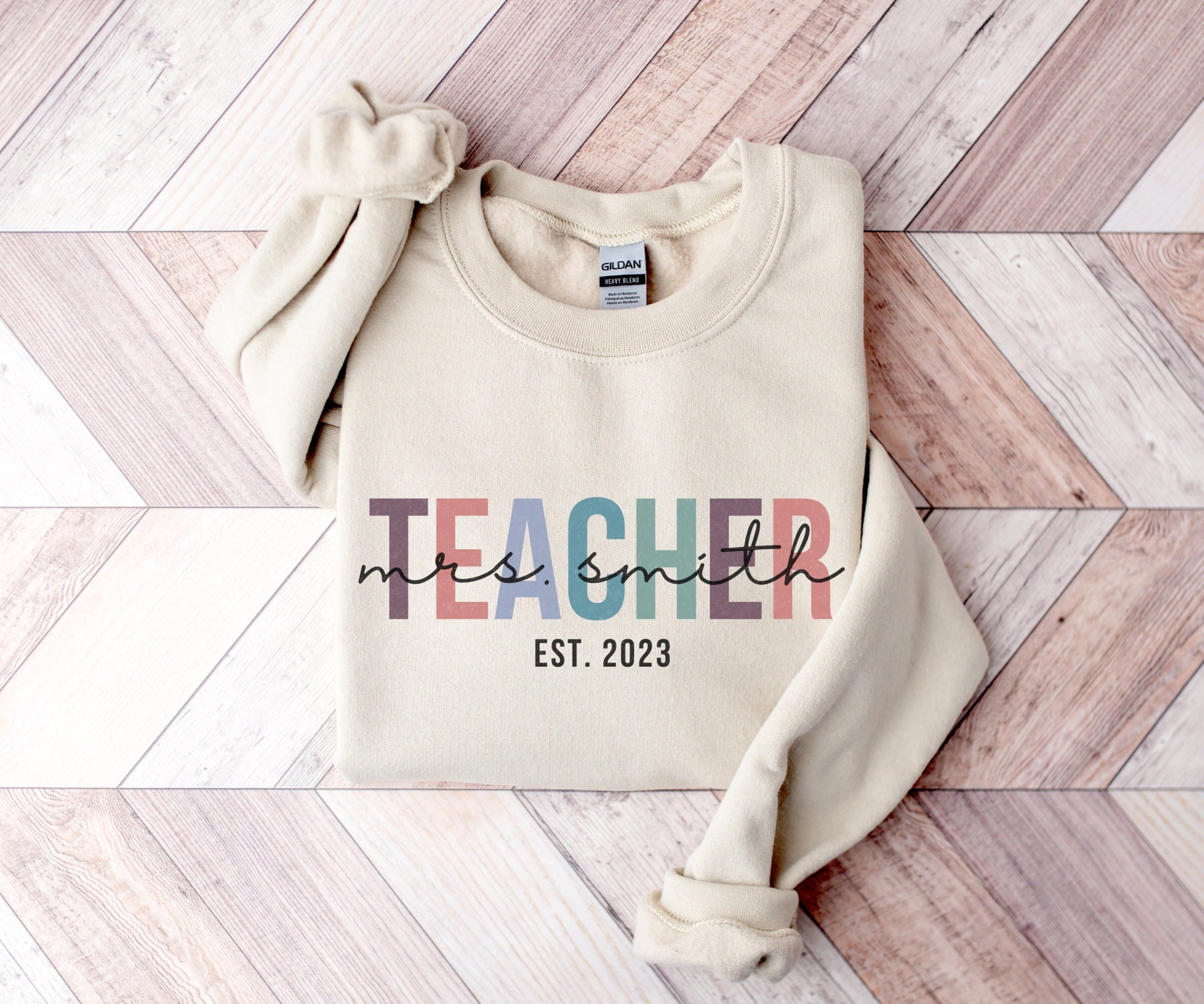 Custom Teacher Sweatshirt, Personalized Teacher Name Sweater, Custom Year Sweatshirt, New Teacher Sweater, Custom Grad Gift for New Teacher