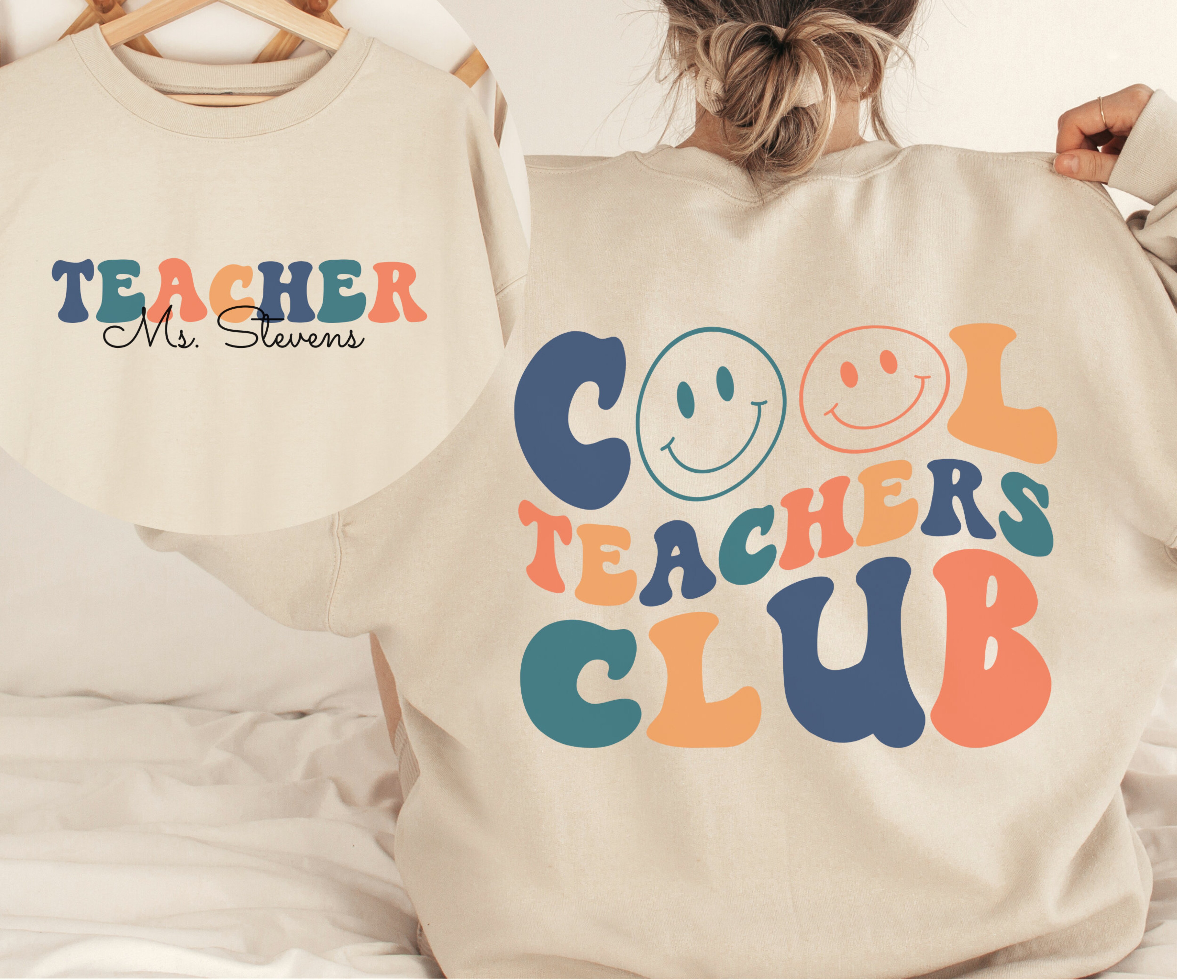 Custom Teacher Sweatshirt, Cool Teachers Club, Retro Teacher Sweatshirt, Custom Name Shirt, Custom Teacher Gift, Personalized Teacher