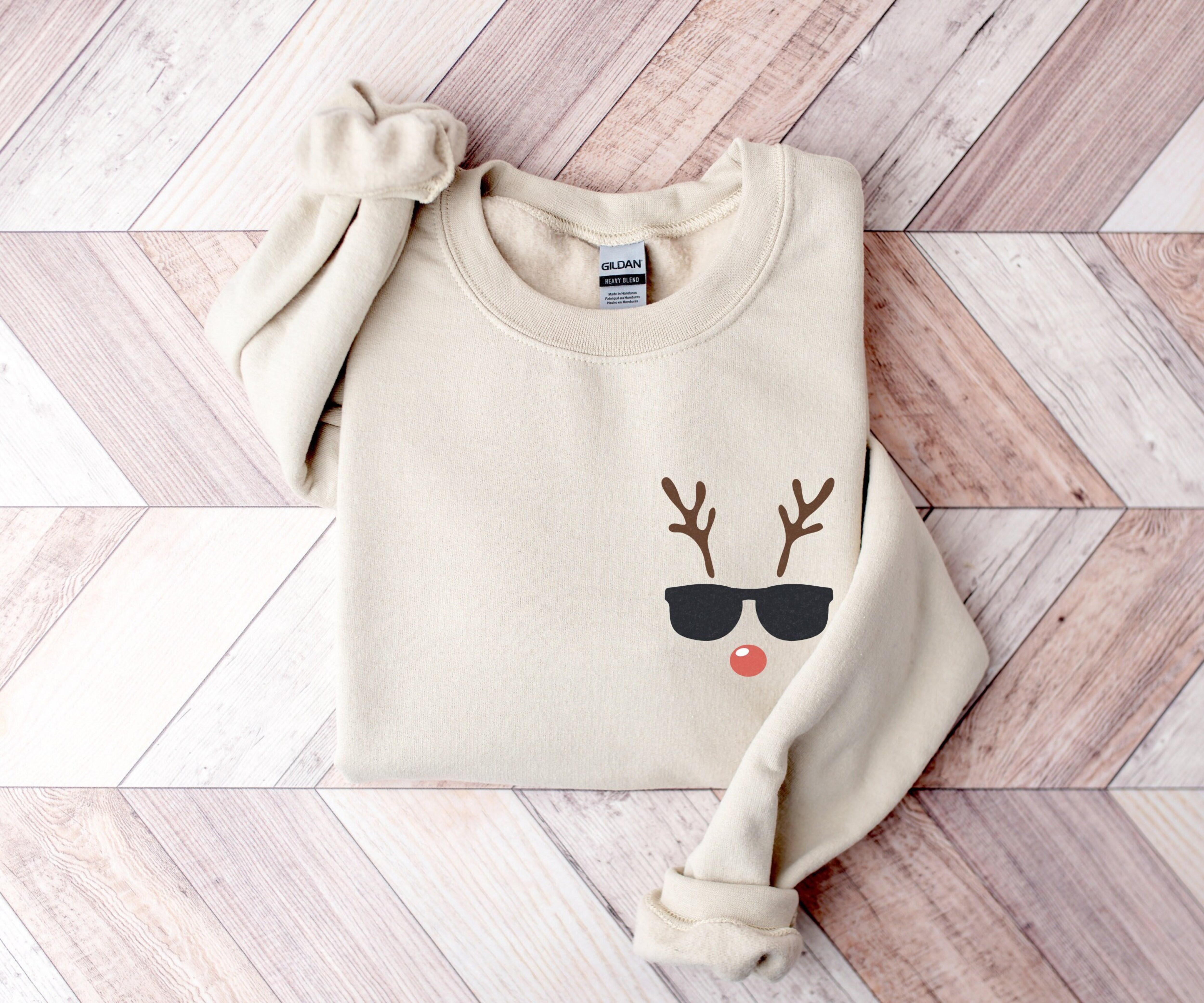 Reindeer Sweatshirt, Christmas Sweatshirt, Holiday Sweater, Oversized Christmas Crewneck, Funny Matching Christmas Sweater, Christmas Couple