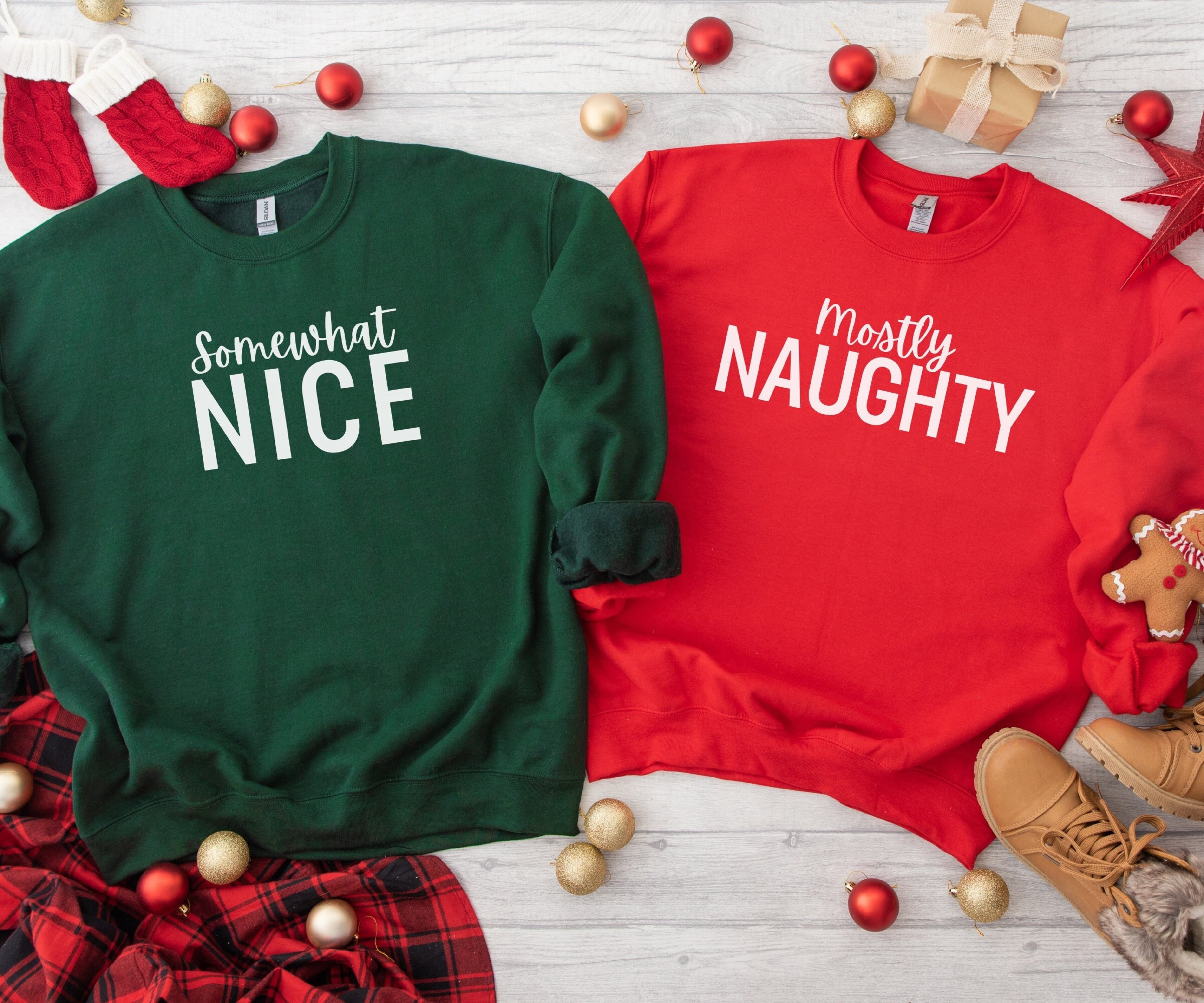 Naughty and Nice Christmas Sweater, Christmas Matching Sweatshirts, Couples Christmas Sweatshirts, Christmas Squad Crewneck, Funny Christmas