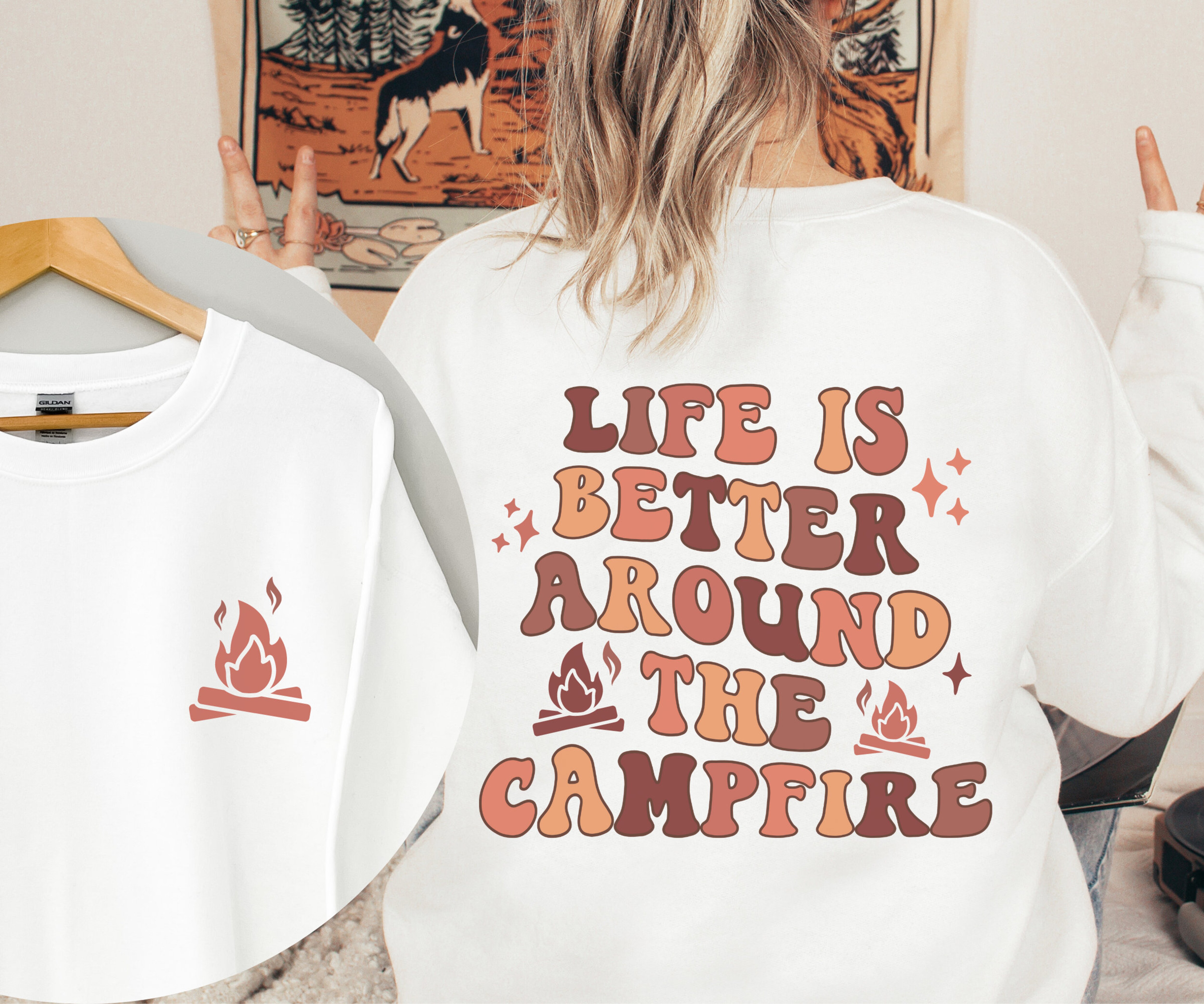 Retro Camping Sweatshirt, Life is Better Around the Campfire, Camp Life Hoodie, Gift for Camper, Camper Gift, Nature Lover Gift, Camp Lover