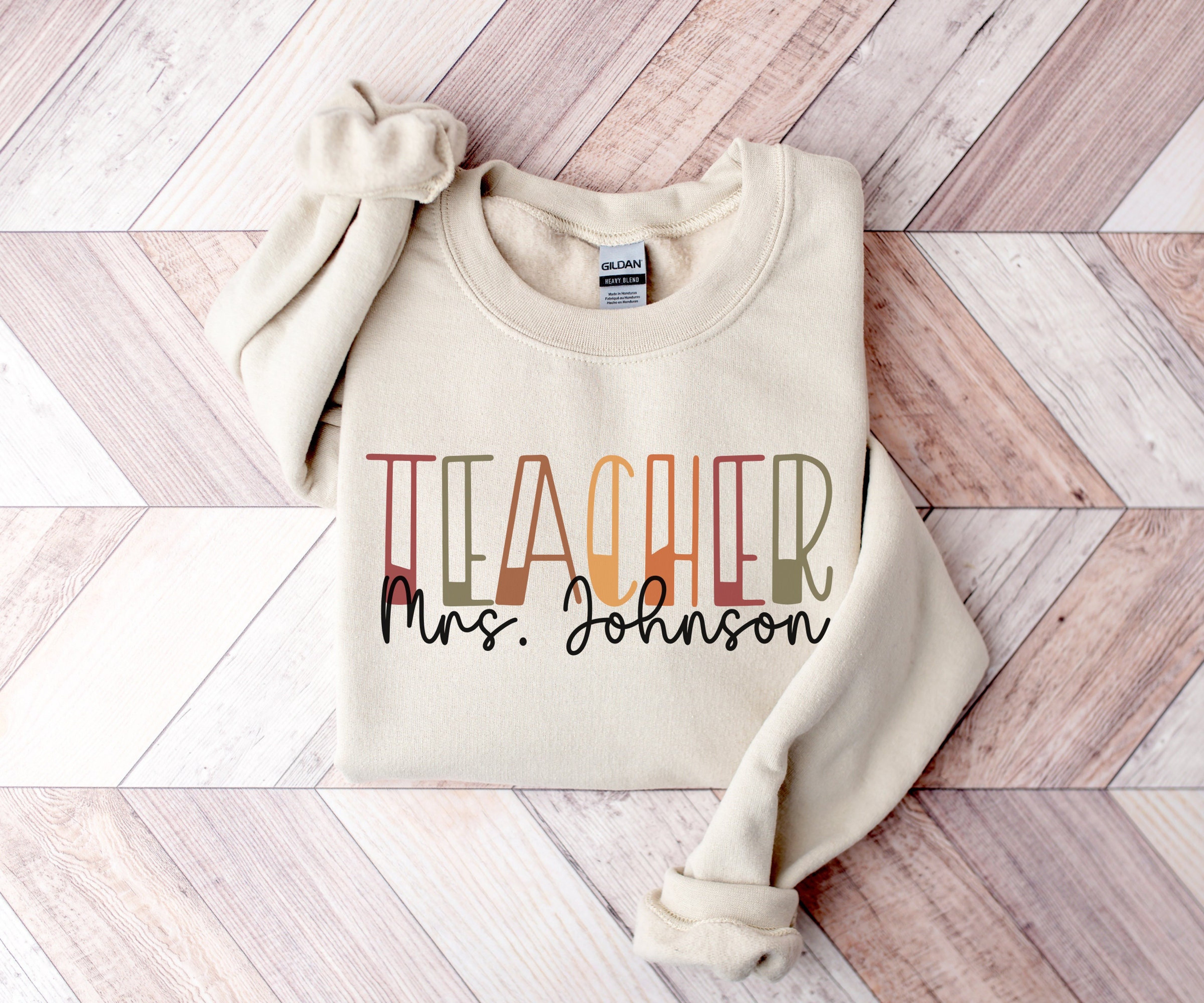 Custom Teacher Sweatshirt, Personalized Teacher Fall Sweater, Teacher Appreciation Gift, Custom Gift for Teacher, Cute Teacher Name Crewneck