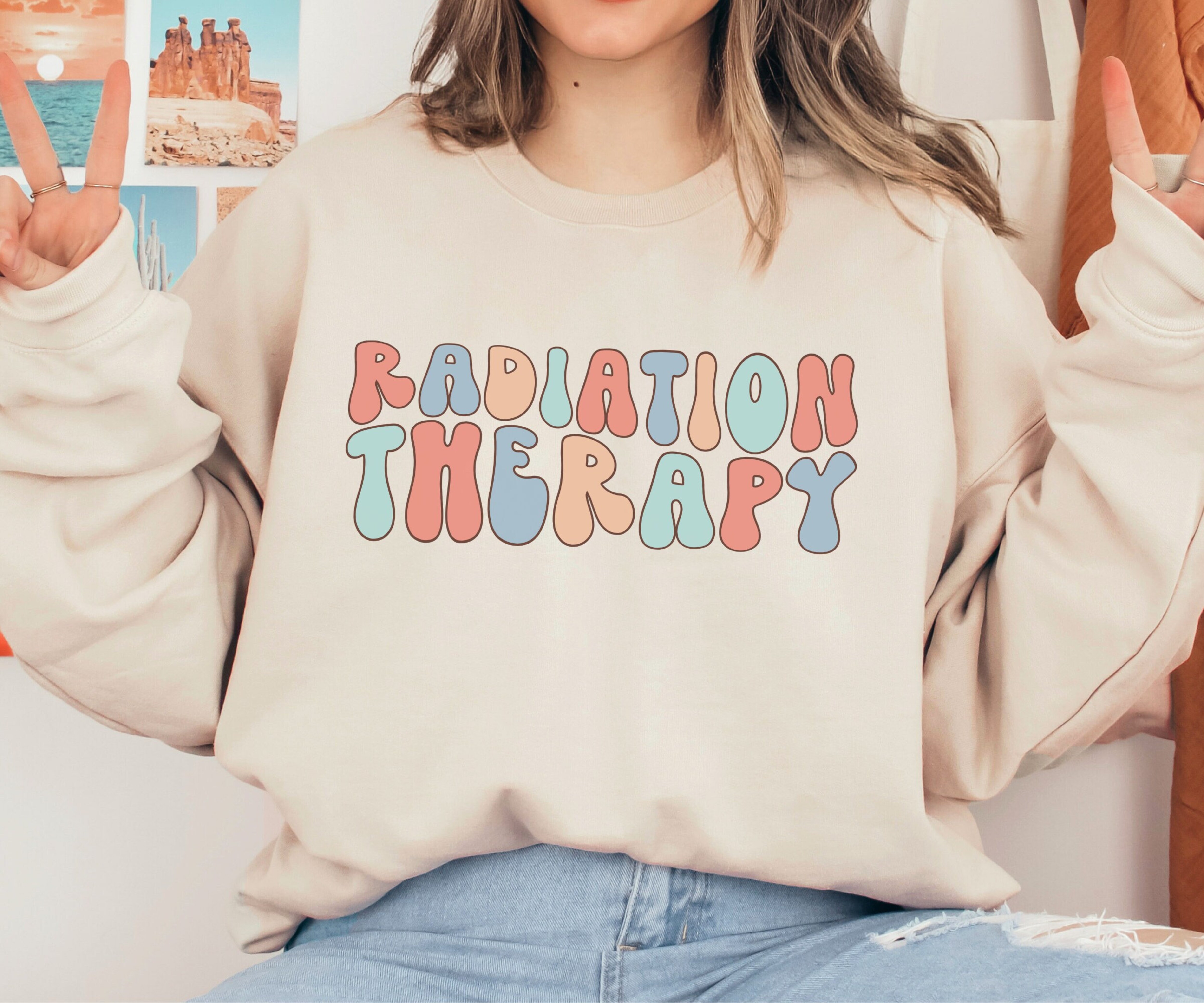 Retro Radiation Therapy Sweatshirt, Groovy Radiation Therapy Sweater, Rad Technologist Crewneck, Gift for Assistant, Grad Gift for Rad Tech