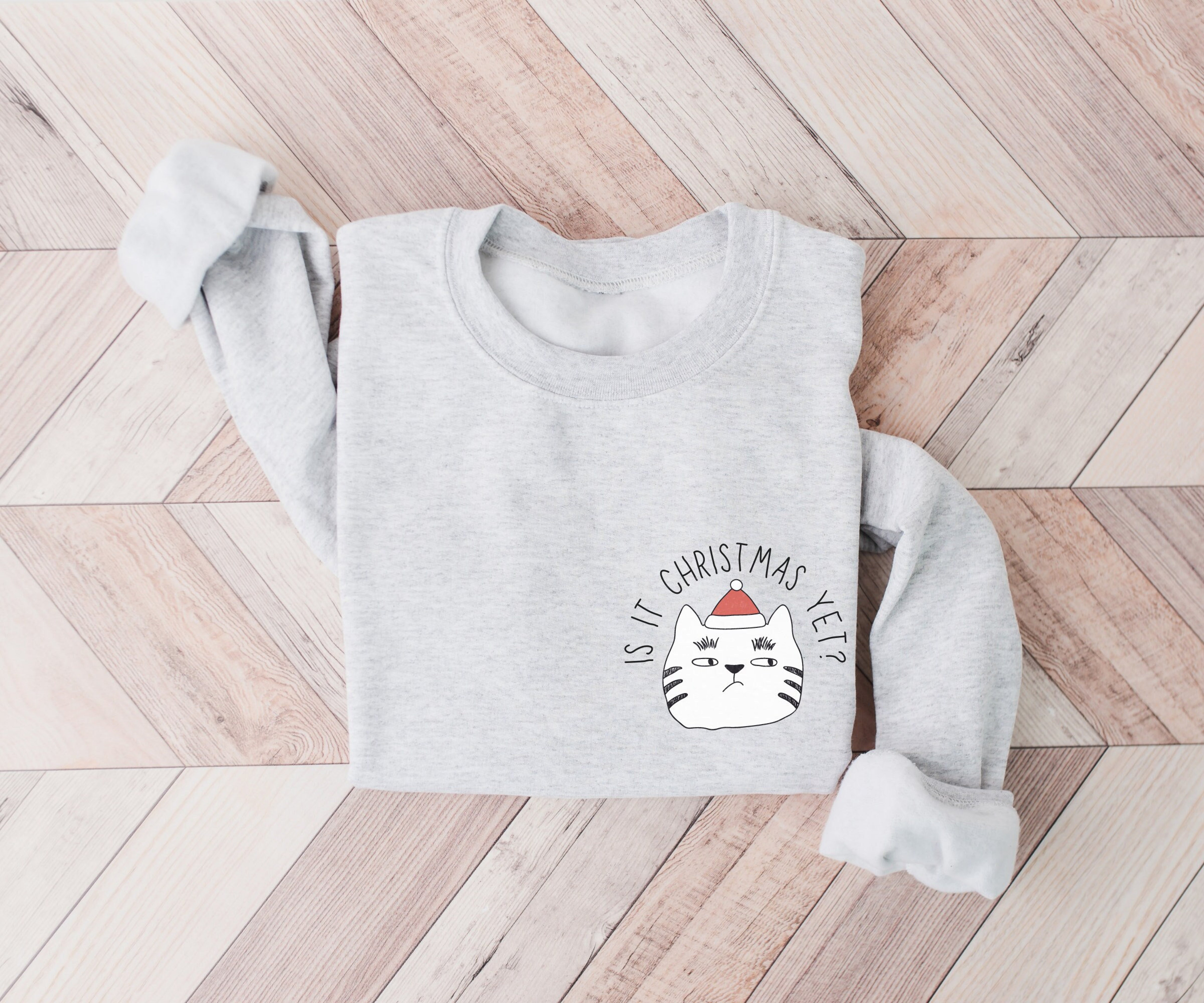 Is It Christmas Yet, Funny Christmas Cat Sweatshirt, Cute Cat Sweater, Meowy Chrsitmas, Merry Catmas, Christmas Gift for Cat Mom, Xmas Gift