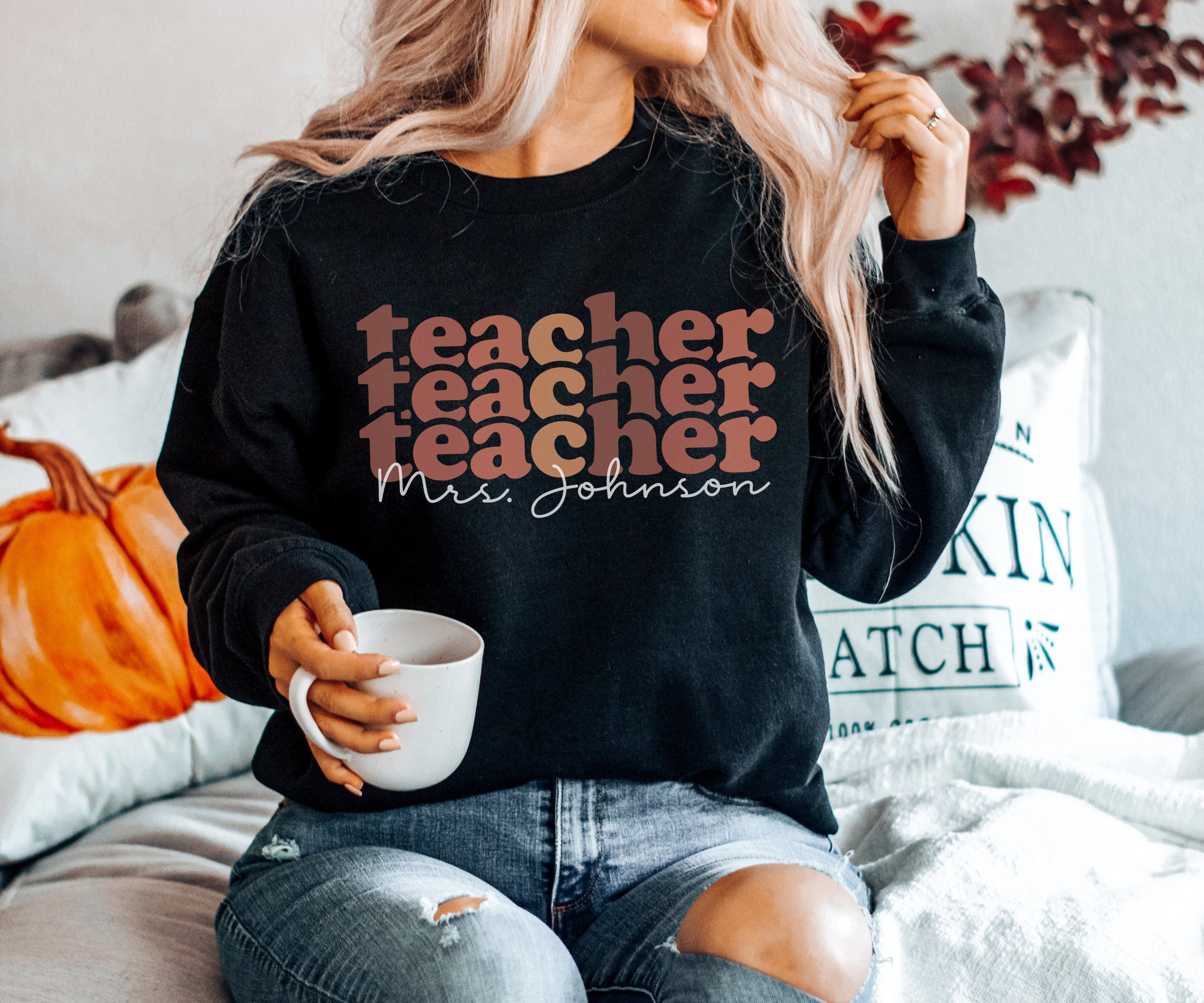 Custom Teacher Sweatshirt, Personalized Teacher Sweater, Teacher Appreciation Gift, Custom Gift for Teacher, Custom Teacher Name Crewneck