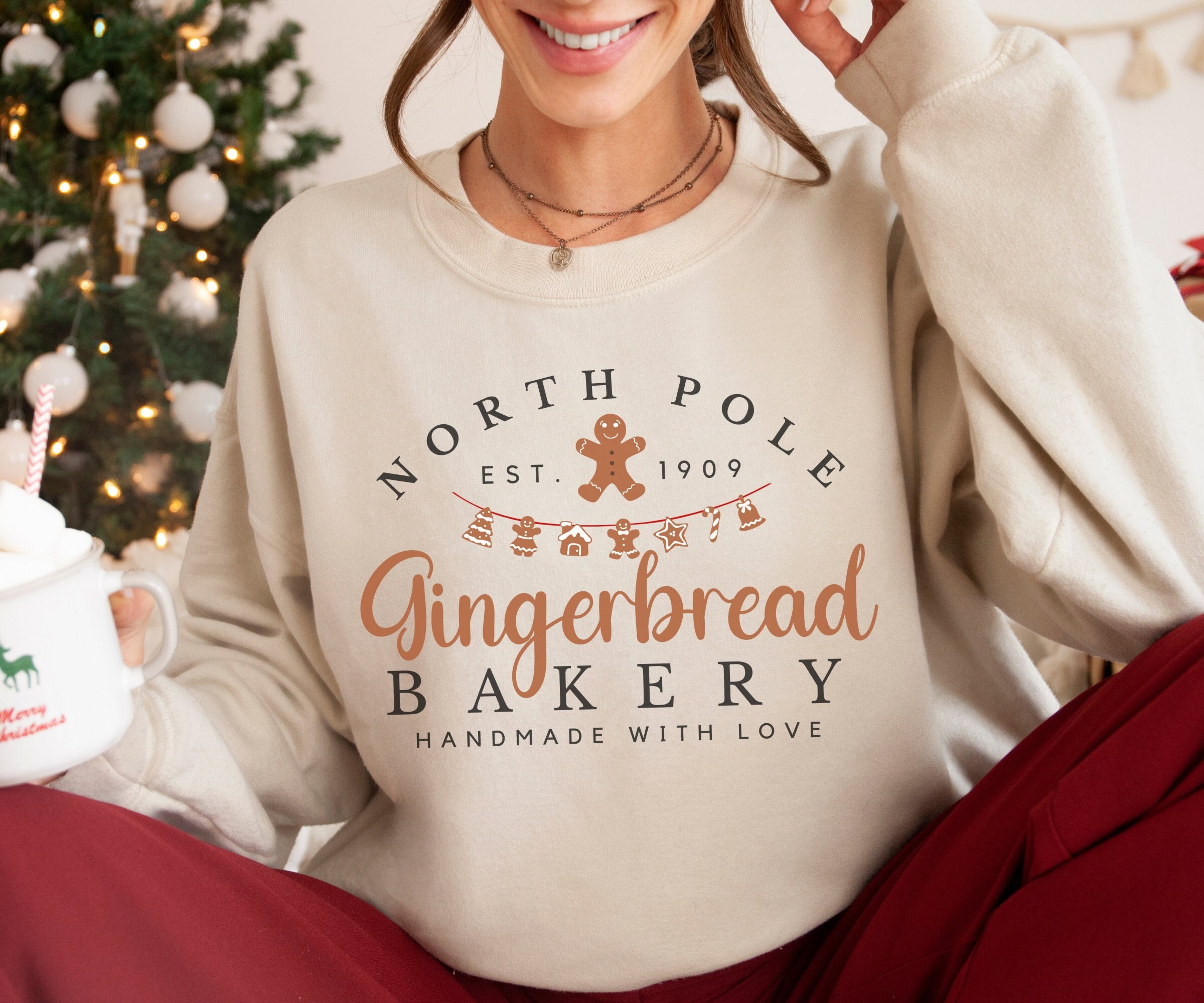 Gingerbread Bakery, Gingerbread Crewneck, Gingerbread Sweater, Vintage Christmas Sweatshirt, Xmas Gift, Trendy Christmas Sweater for Women