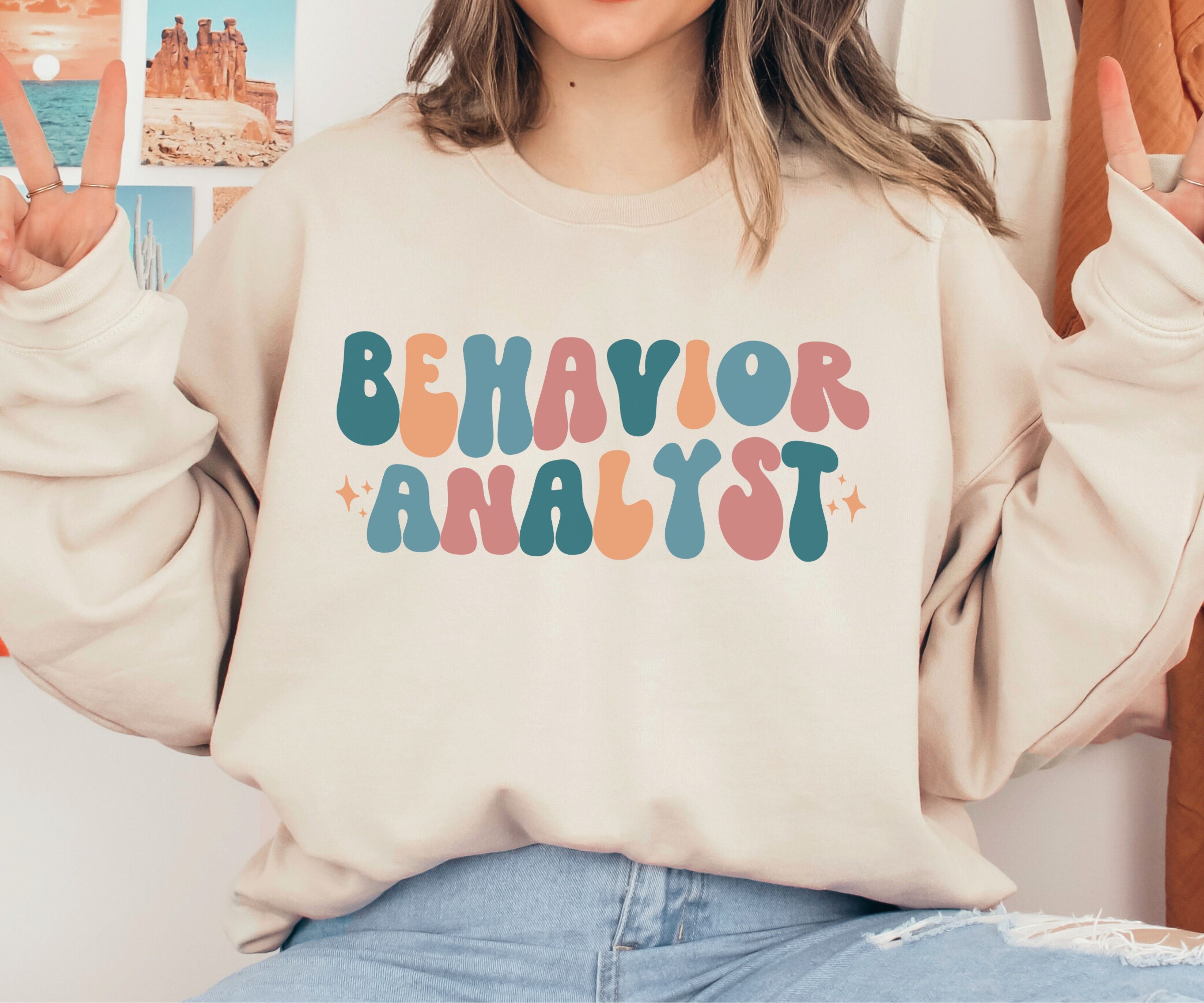 Retro Behavior Analyst Sweatshirt, Groovy Behavior Therapist Sweater, Trendy Behavior Therapy Crewneck, BCBA Graduation Gift, Gift for ABA