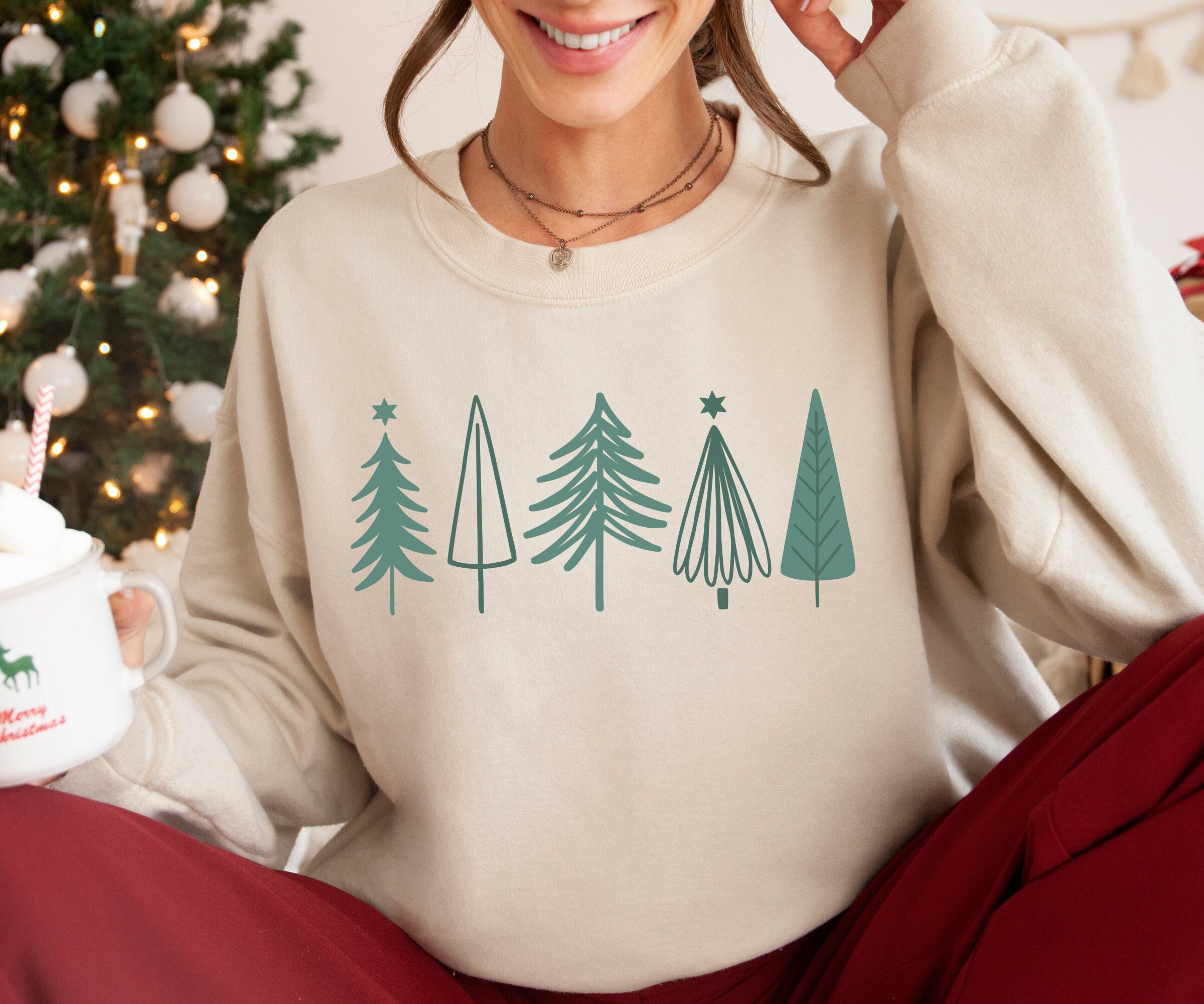 Christmas Tree Sweatshirt, Trendy Womens Christmas Sweater, Christmas Crewneck Pullover, Holiday Sweater, Christmas Sweatshirt for Women