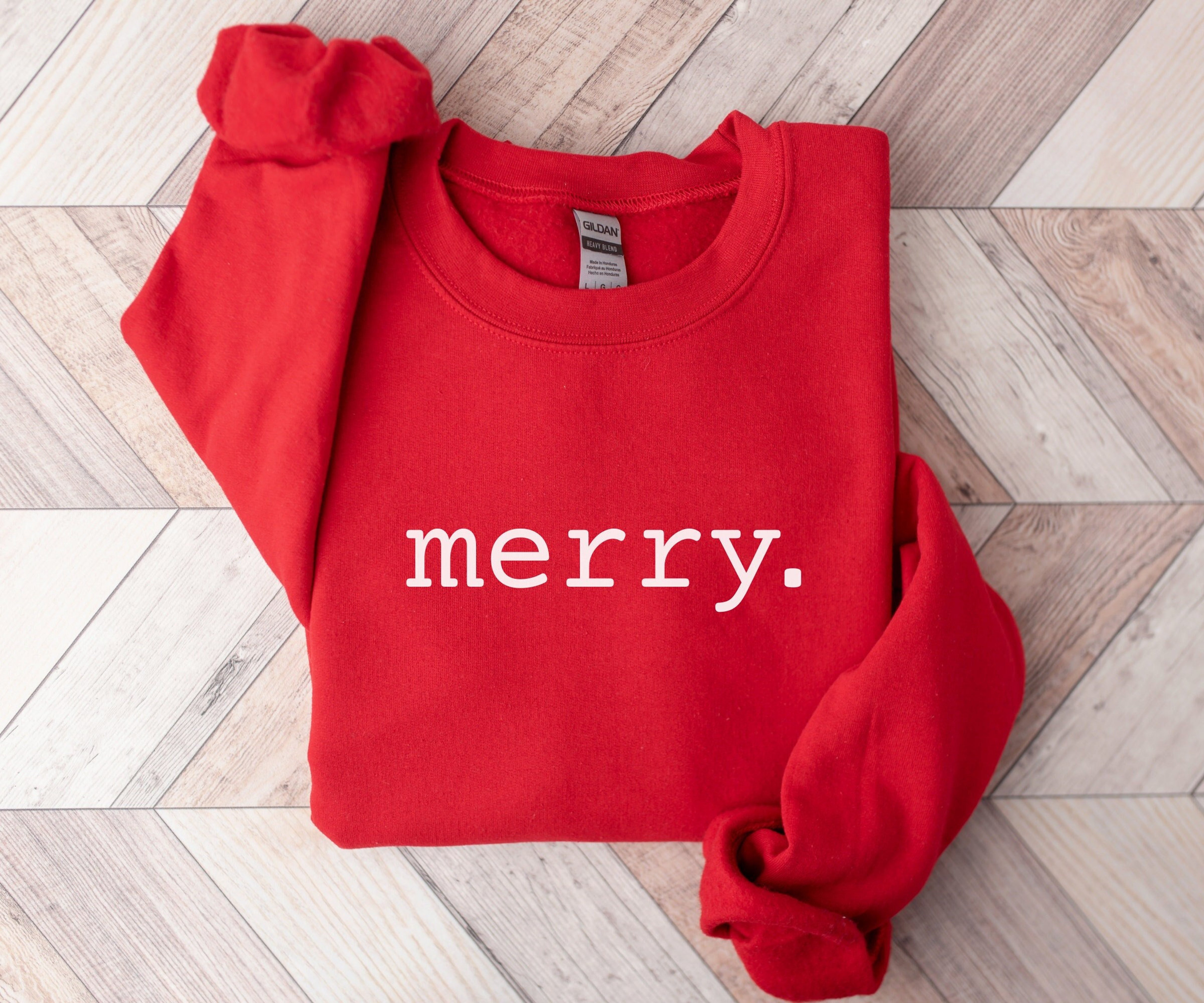 Merry Sweatshirt, Minimal Christmas Sweater, Women Christmas Crewneck, Christmas Sweatshirt for Women, Xmas Gift for Her, Holiday Sweater