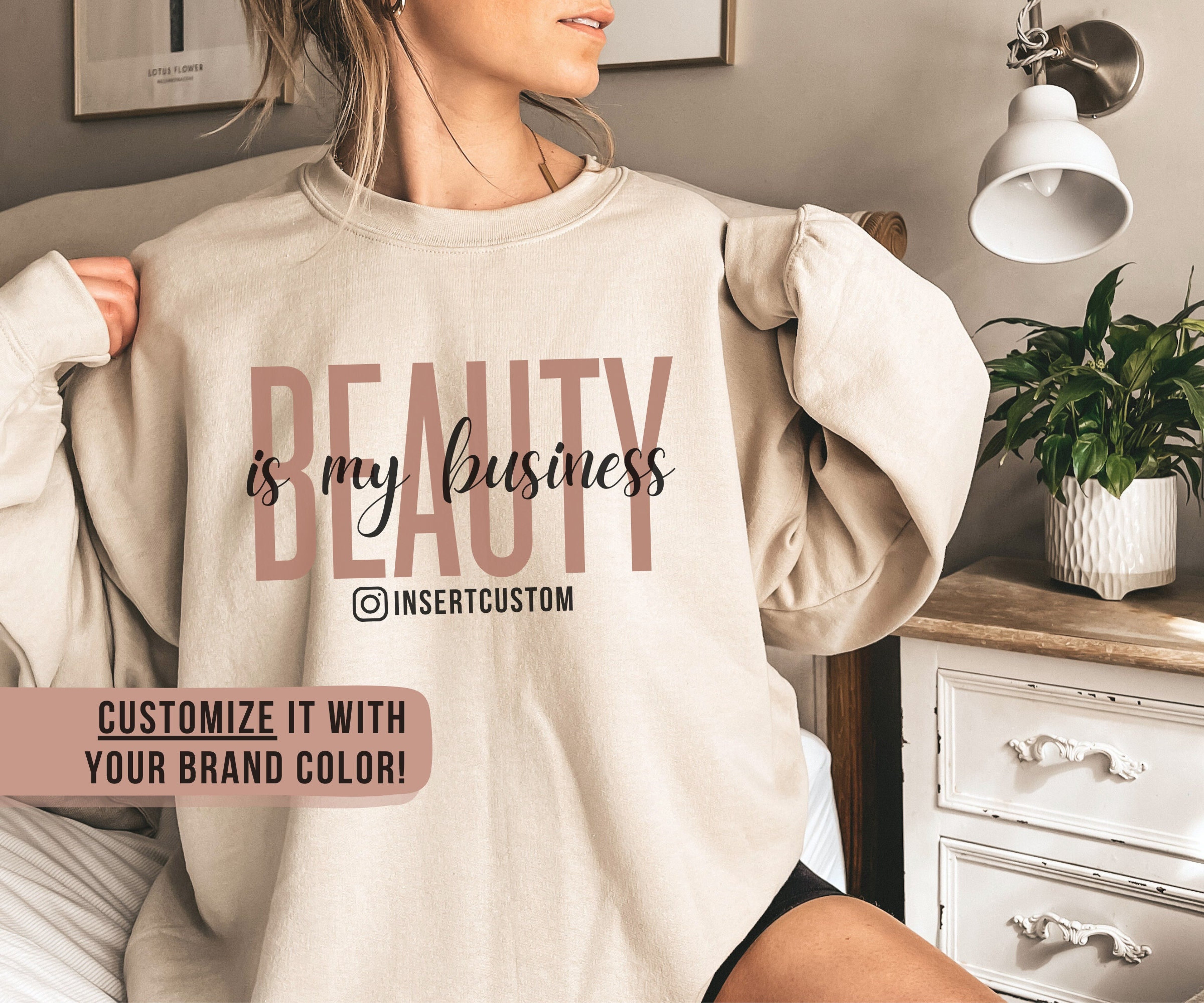 Custom Beauty Business Sweatshirt, Personalized Beautician Sweater, Custom Cosmetologist Gift, Custom Esthetician Crewneck, Eyelash Business