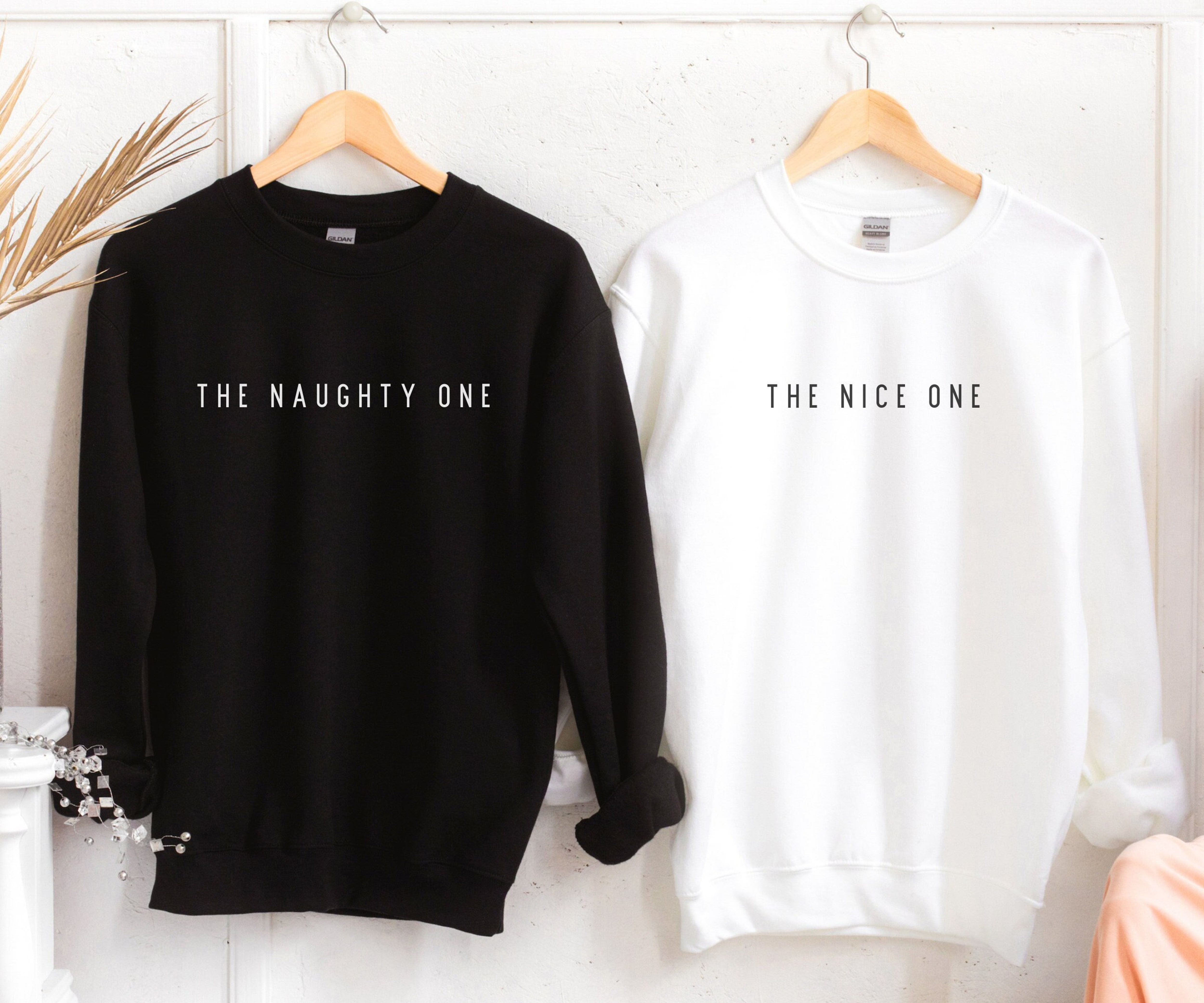 Naughty and Nice Couple Christmas Sweatshirts, Christmas Matching Sweatshirts, Minimal Christmas Crewnecks, Funny Christmas Sweater Gift