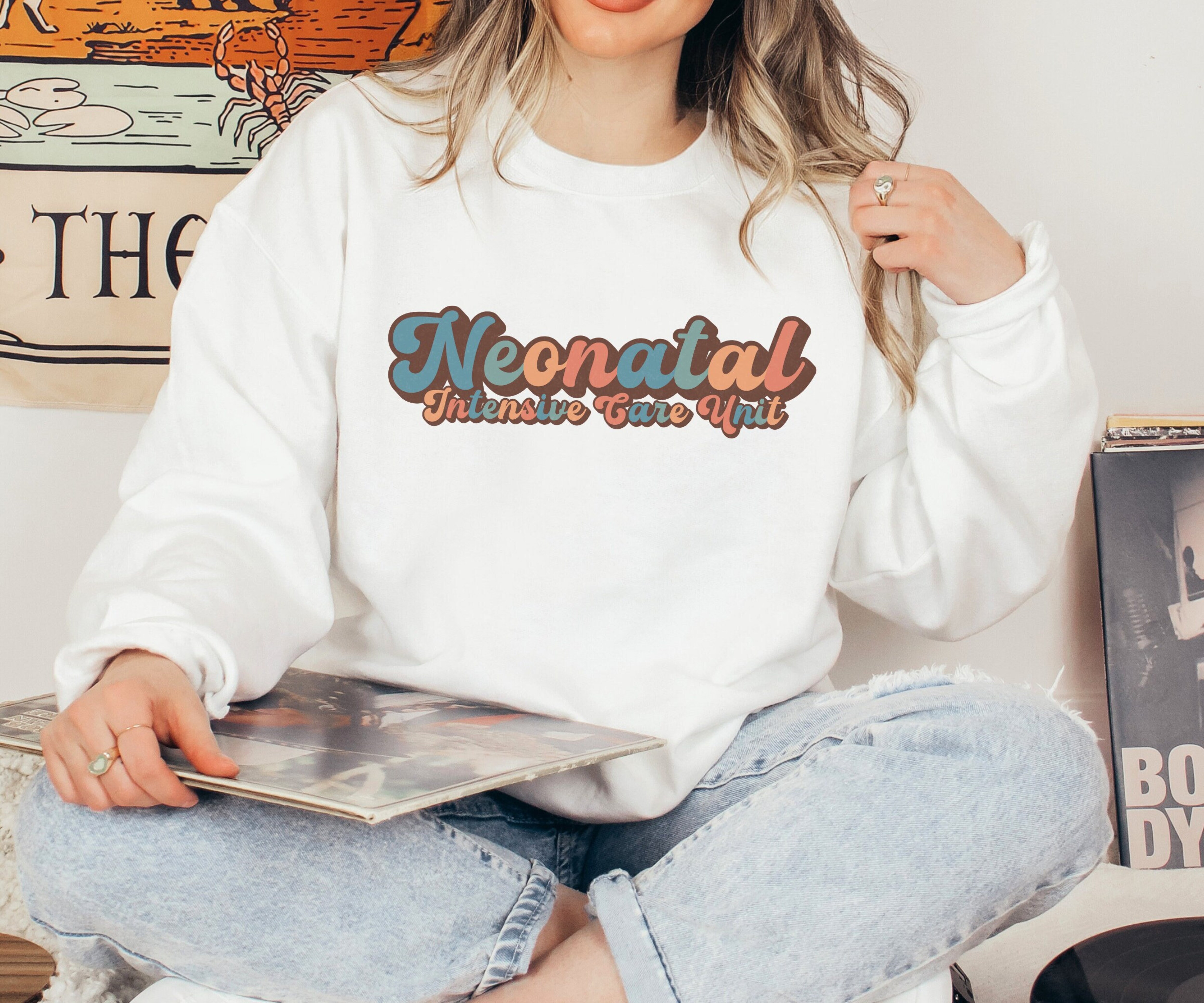 Neonatal Intensive Care Unit Sweatshirt, NICU Nurse Sweatshirt, Neonatal ICU Nurse Sweater, Retro Nurse Crewneck, Gift for Graduate Nurse