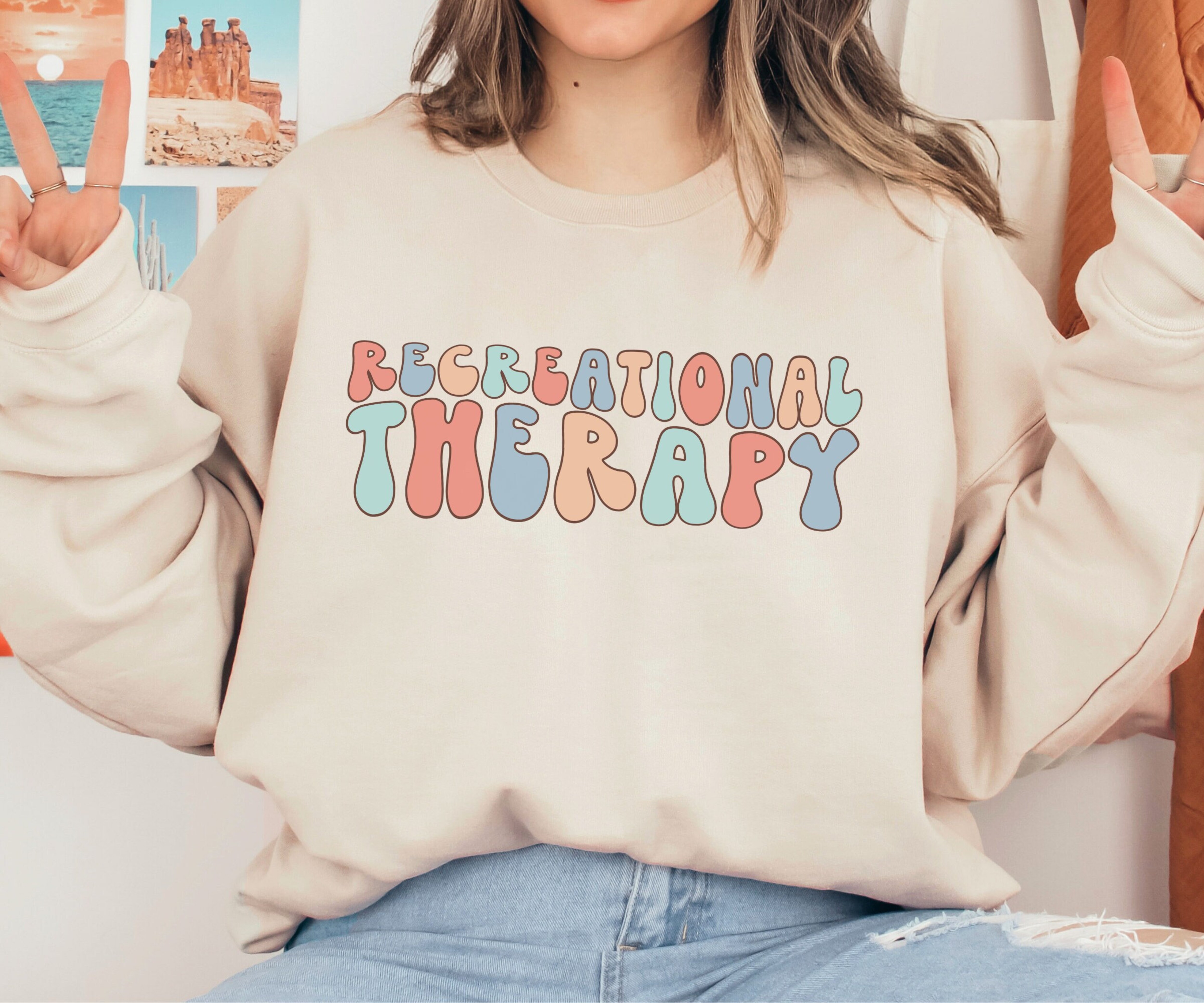 Retro Recreational Therapy Sweatshirt, Groovy Recreational Therapist Crewneck, RTA Therapy Sweater, RT Grad Gift Idea, Gift for RT Student