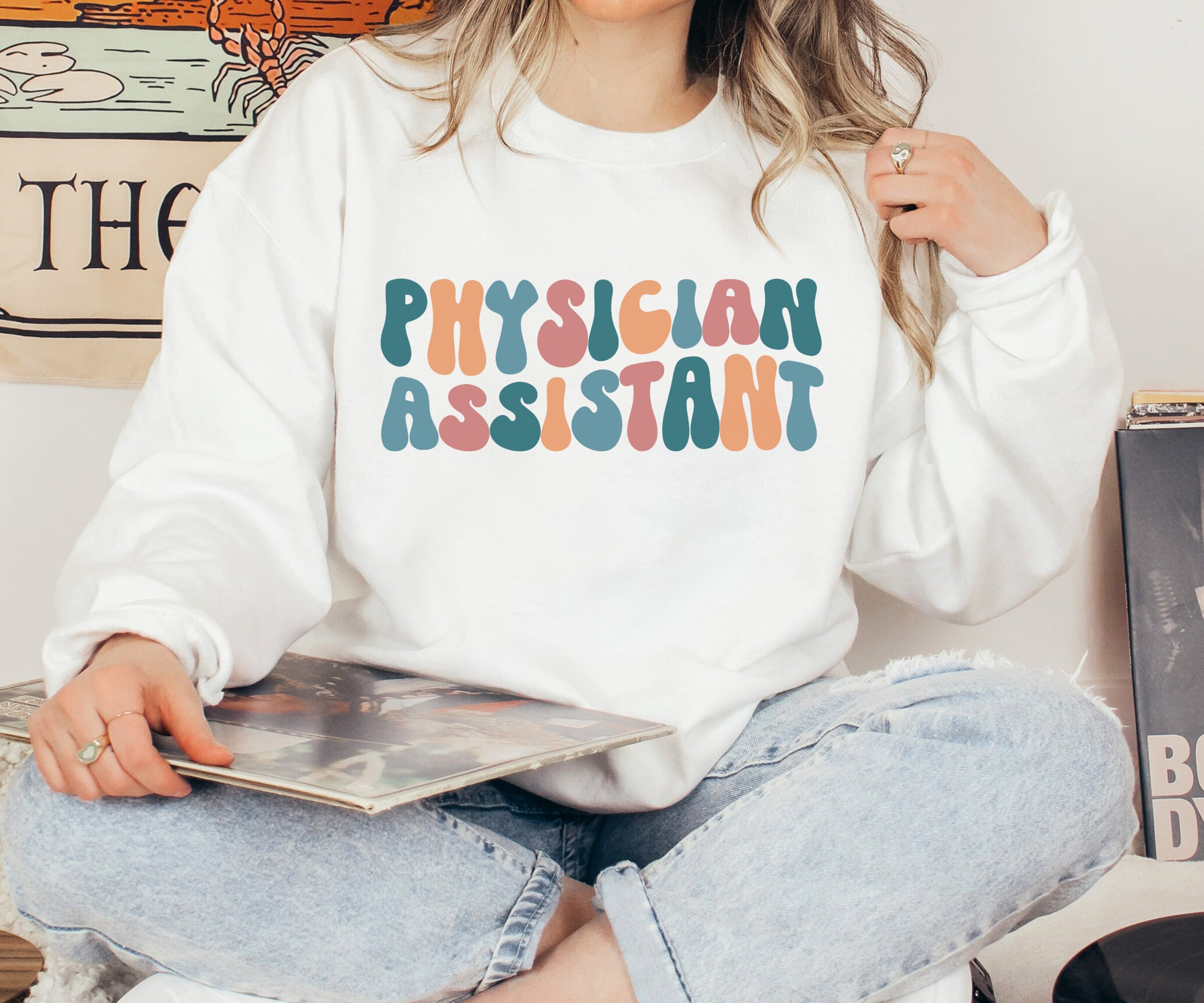 Retro Physician Assistant Sweatshirt, Groovy PA Sweater, Trendy Physician Assistant Crewneck, PA Graduation Gift, Grad Gift for New PA,