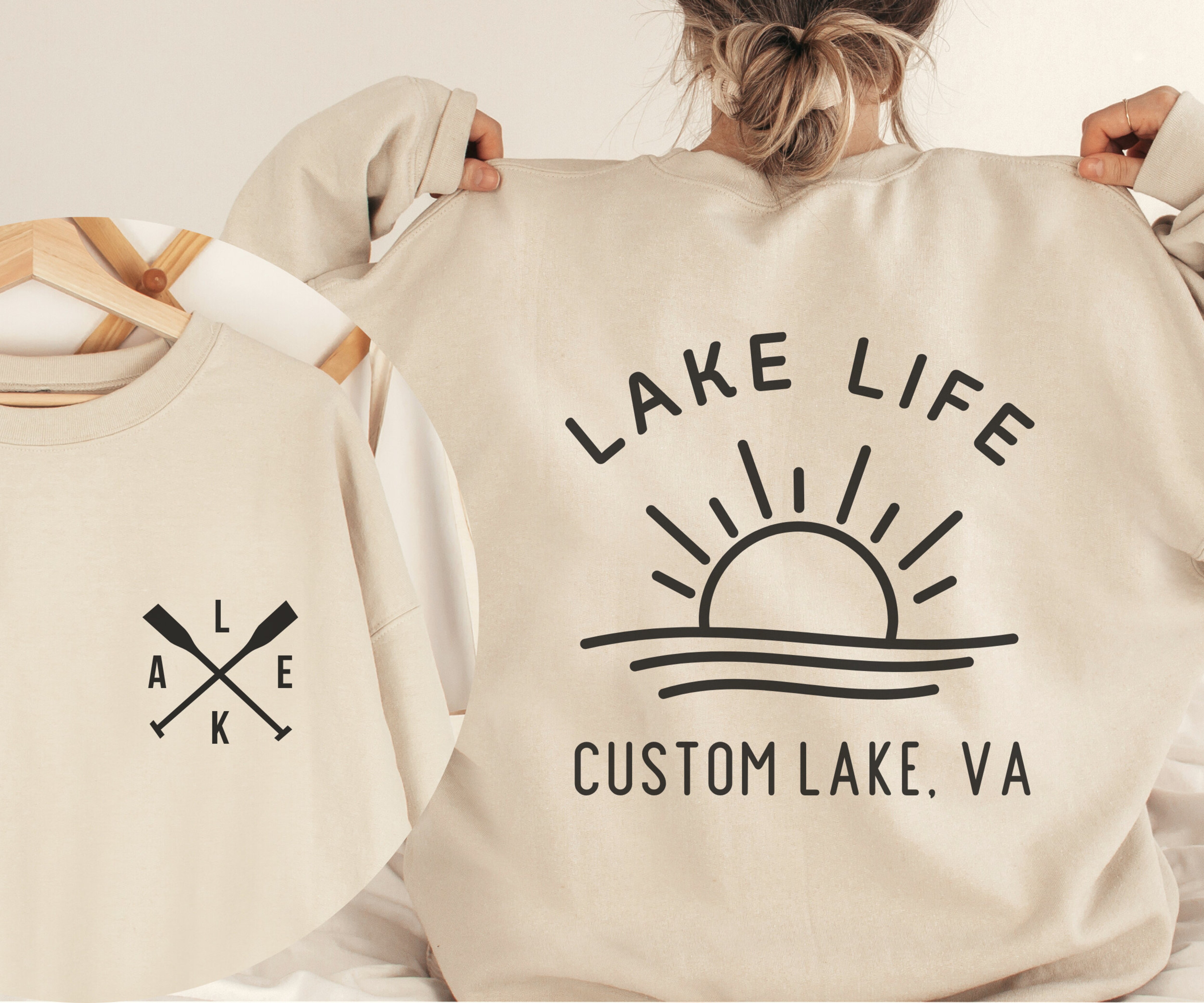 Custom Lake Life Sweatshirt, Customized Lake Name on Sweater, Personalized Lake House Gift, Custom Camping Sweatshirt, Custom Lake Vacation