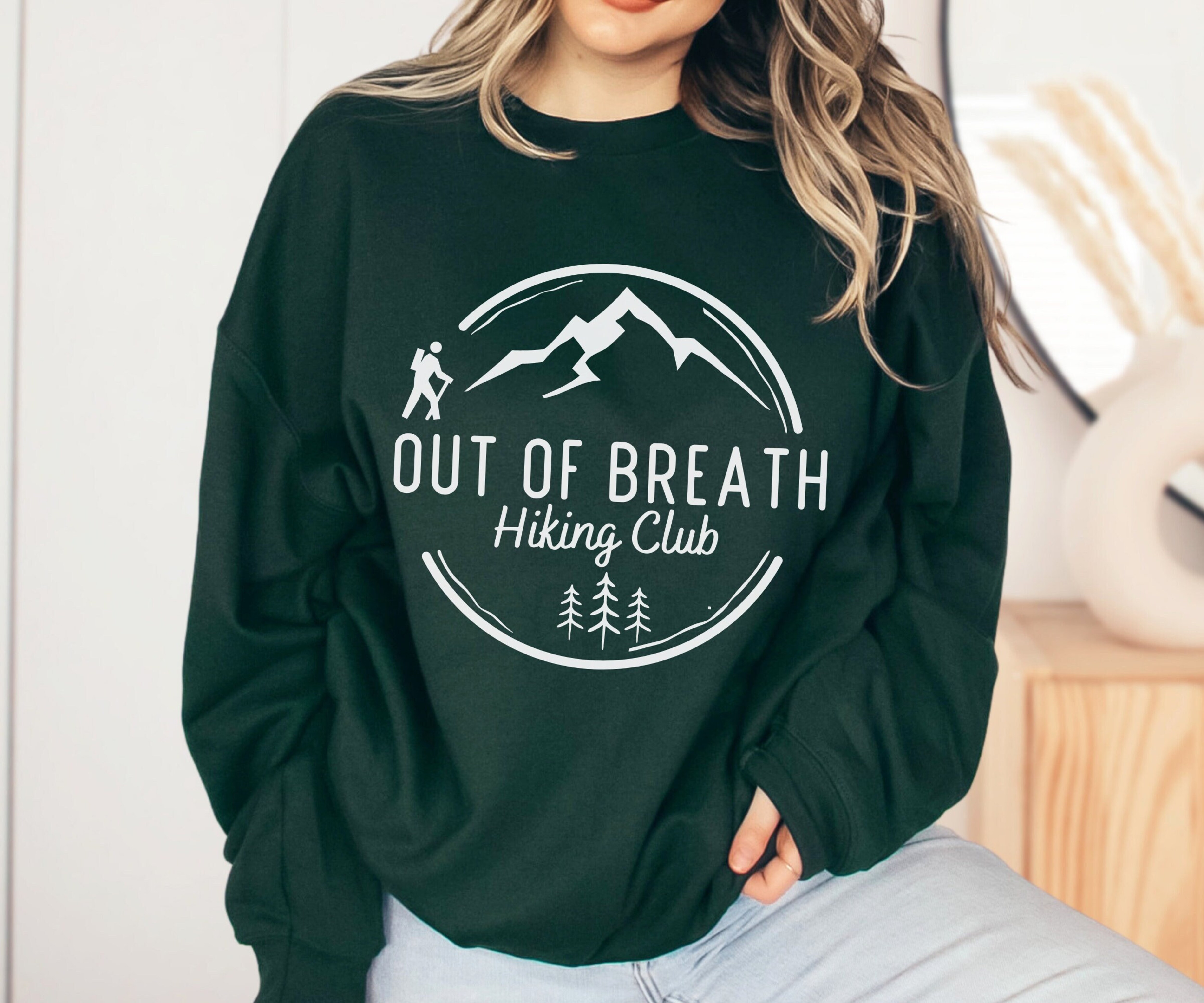 Out of Breath Hiking Club Sweater, Funny Hiking Sweatshirt, Funny Nature Sweater, Gift for Hiker, Funny Hiking Gift, Outdoor Lover Gift Idea