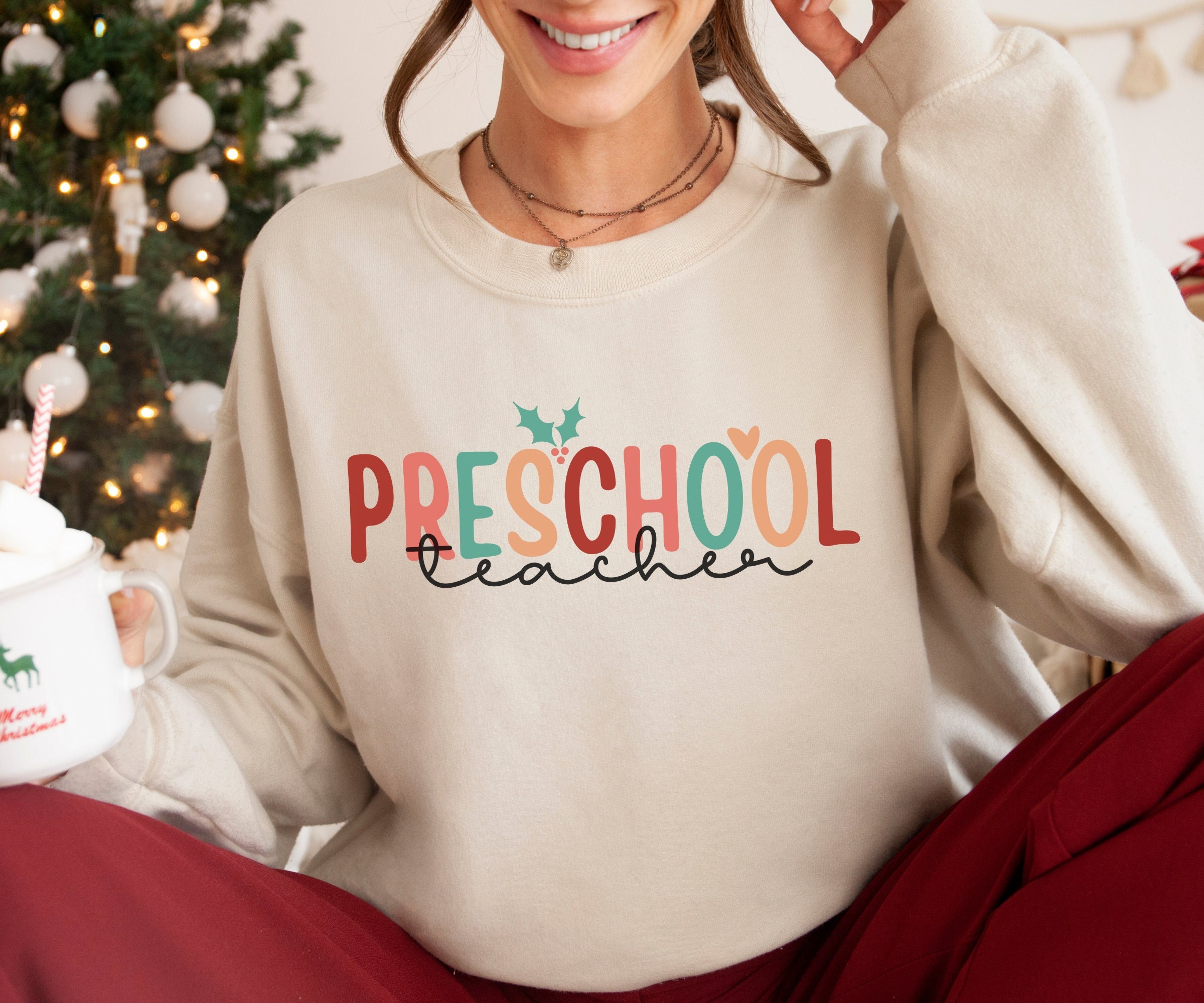 Preschool Teacher Christmas Sweatshirt, Xmas Preschool Sweater, Teacher Christmas Gift, Xmas Gift for Teacher, PreK Teacher Gift, Pre-K Crew