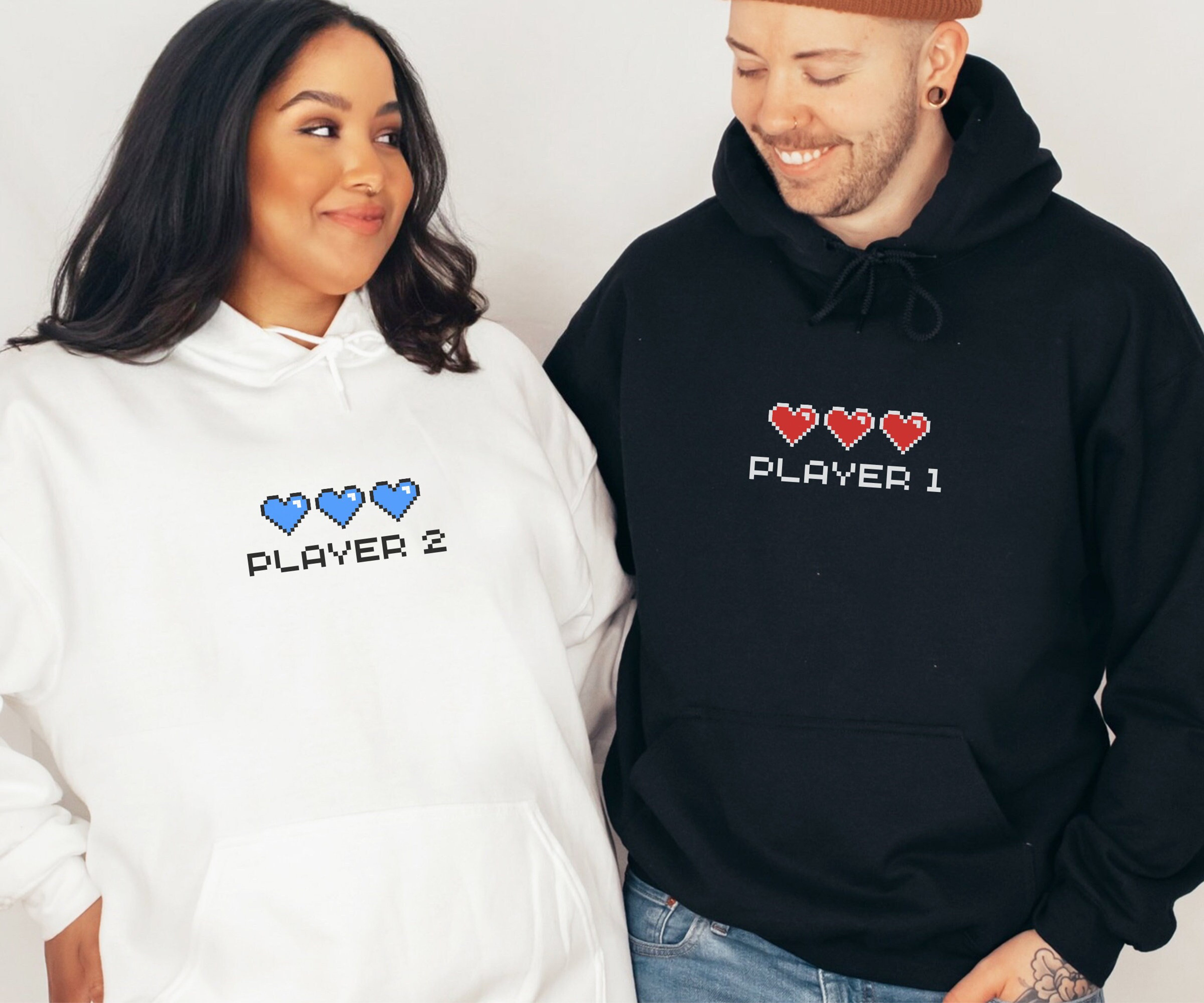 Player 1 Player 2, Sweatshirt for Gamer, Couple Sweatshirt, Gaming Sweatshirt, Video Games Hoodie, Gift for Gamers, Video Gamer Sweatshirt