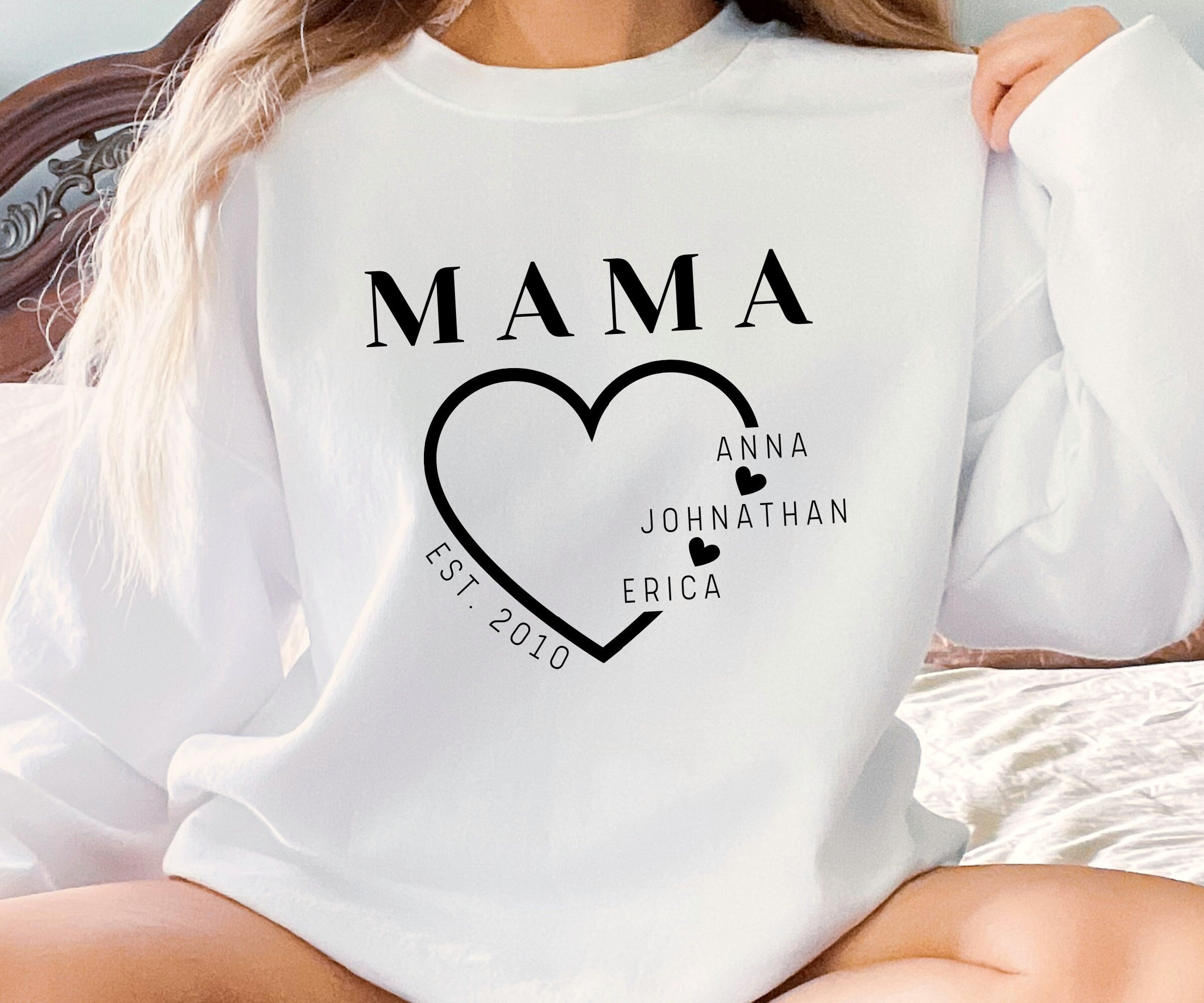 Custom Mom Sweater with Kids Names, Mama Personalized Year Sweatshirt, Custom Names Mom Sweatshirt, Custom Gift for Mom, Mothers Day Gift