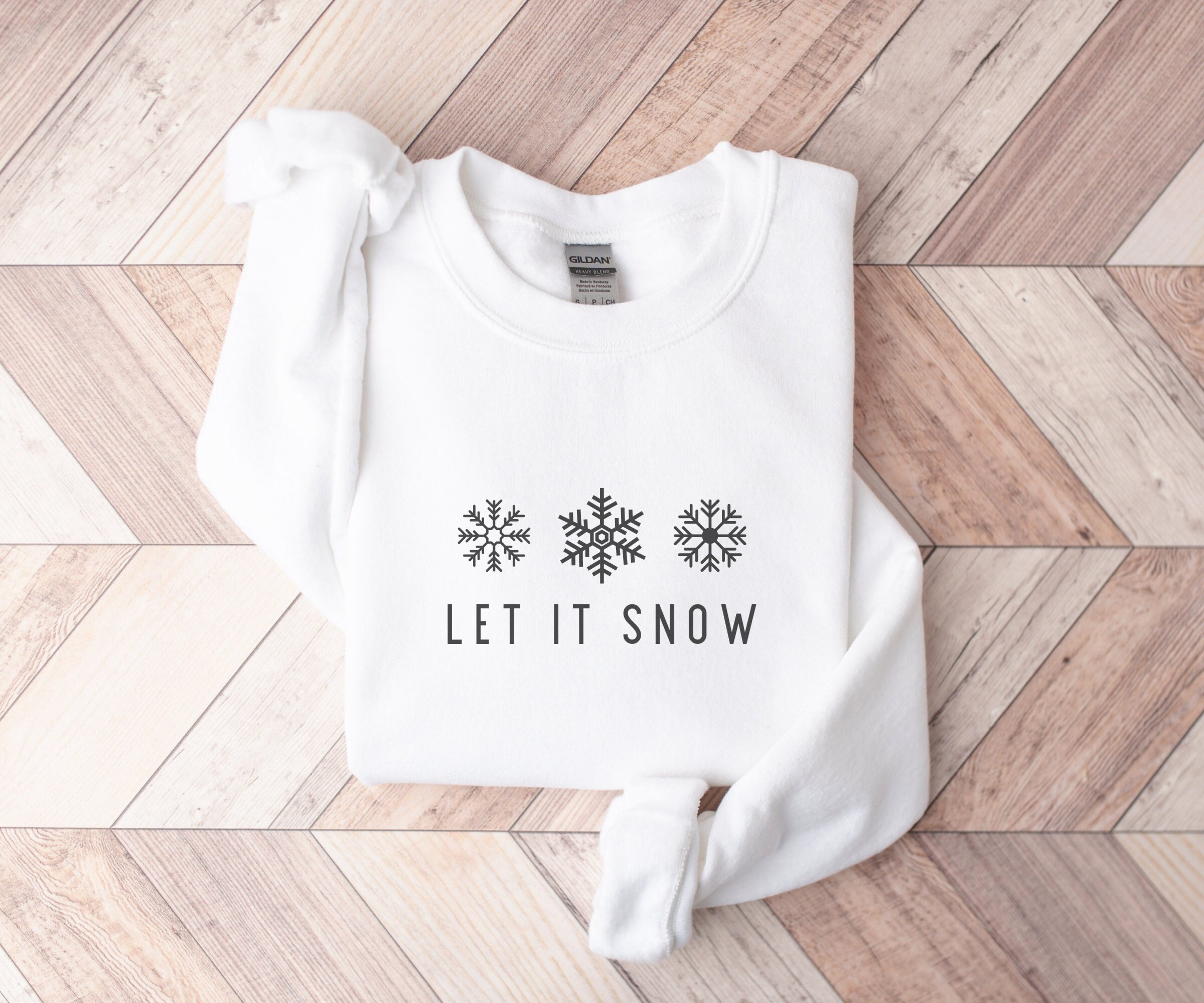 Let It Snow Sweatshirt, Snowflake Sweater, Minimal Winter Sweatshirt, Winter Weather Sweater, Cozy Holiday Sweater for Women, Gift for Her