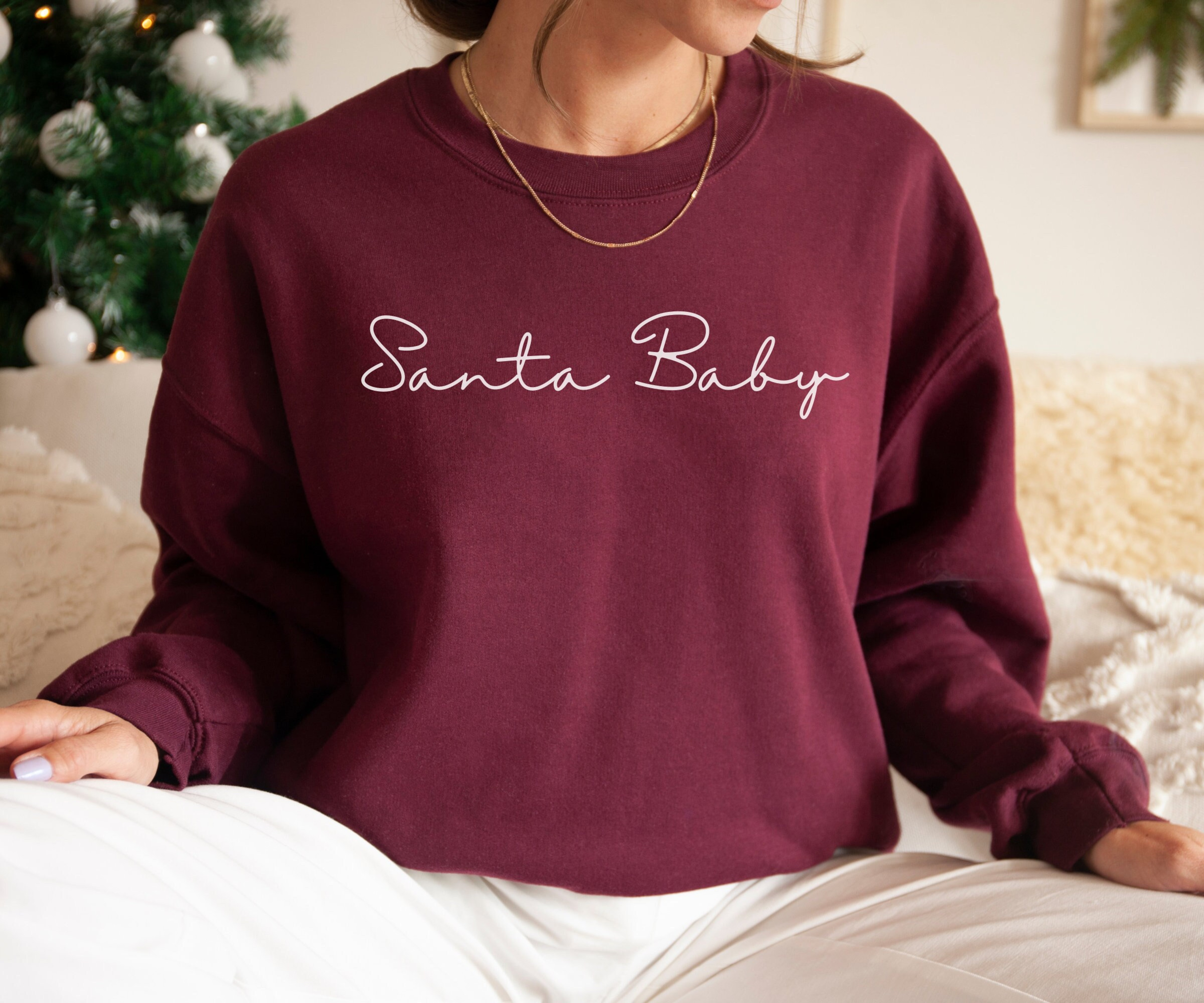 Santa Baby Sweater, Christmas Sweatshirt, Vintage Christmas Crewneck, Oversized Christmas Hoodie, Holiday Sweater, Christmas Gift for Her