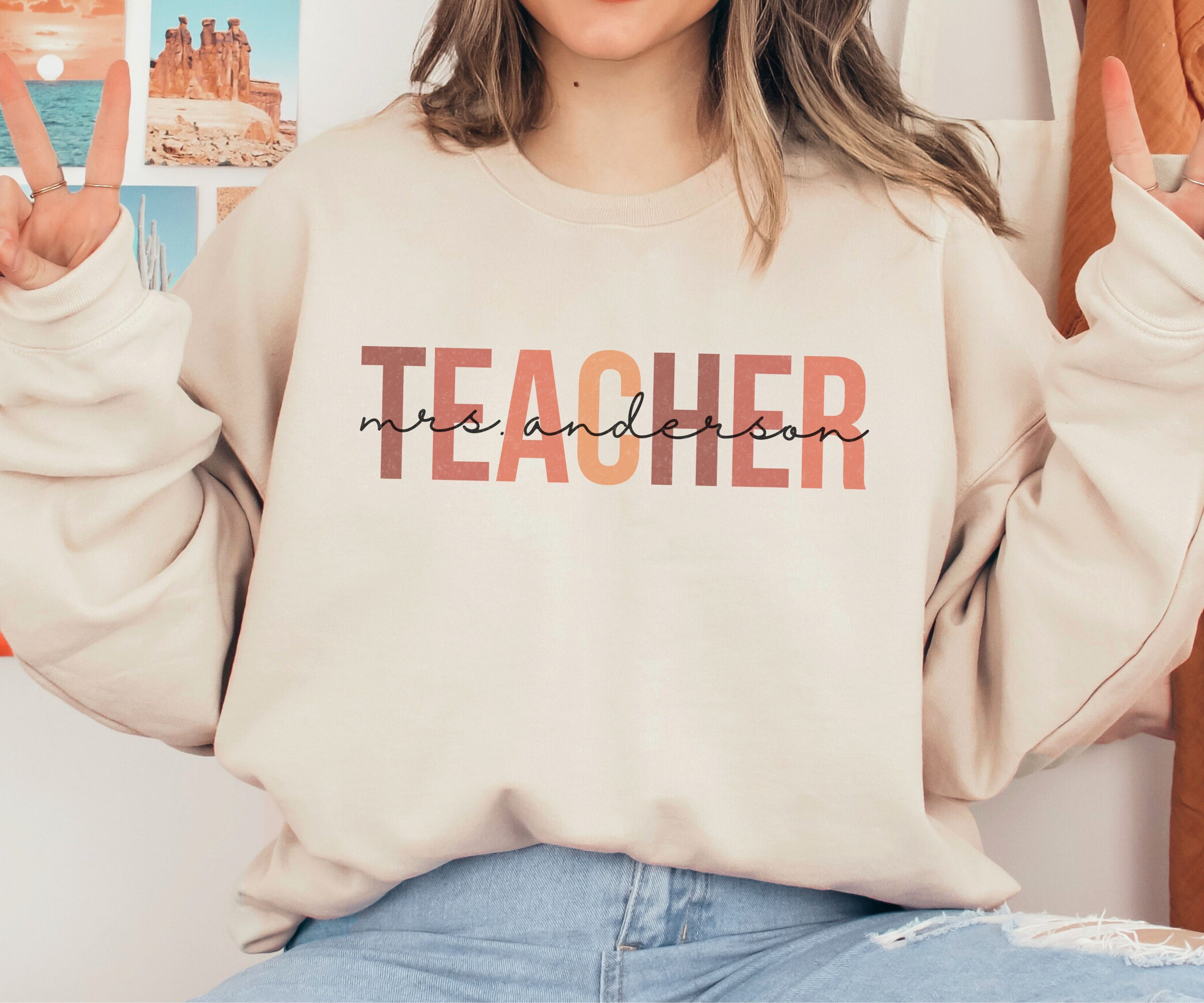 Personalized Teacher Sweatshirt, Custom Name Teacher Sweater, Personalized Teaching Gift, Custom Teacher Gift, Customized Teacher Sweatshirt