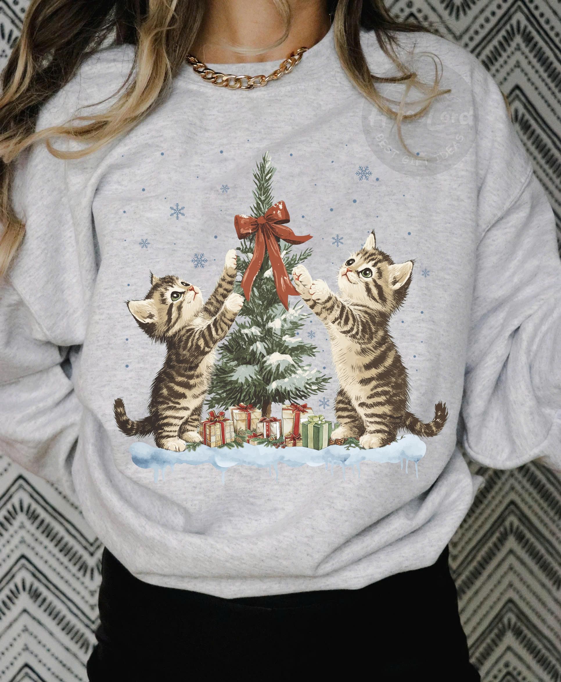 Cute Cat Christmas Sweatshirt, Cat Lover Gift For Christmas, Womens Christmas Sweatshirt, Cat Mommy Shirt, Christmas Gift for Cat Lover